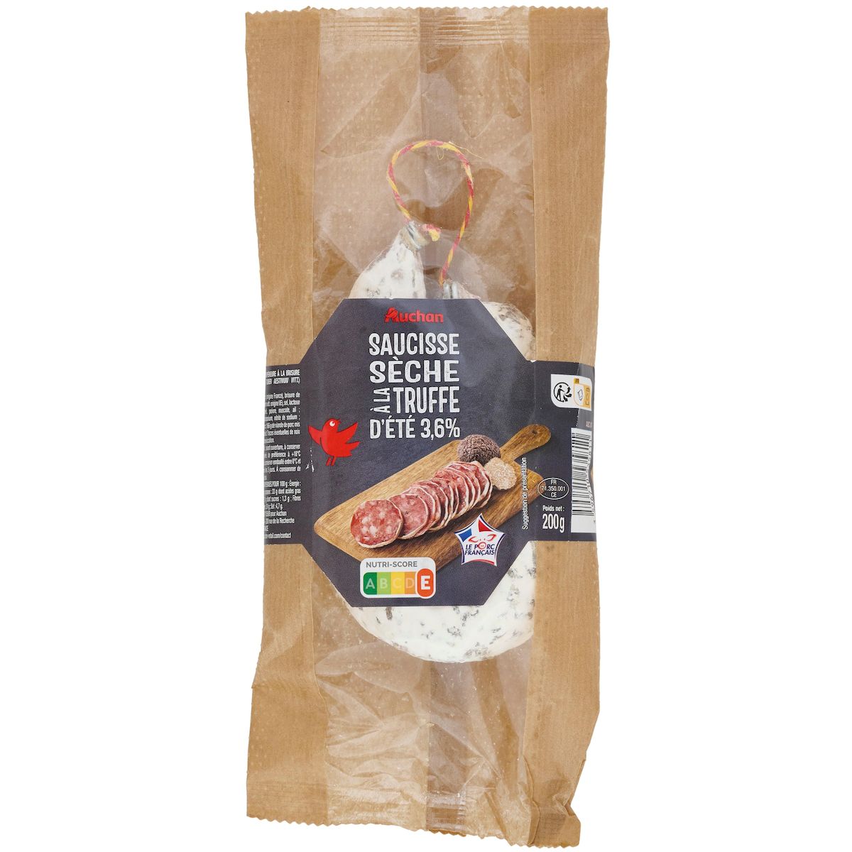 AUCHAN Saucisse sèche courbe à la truffe d'été 3.6% 200g