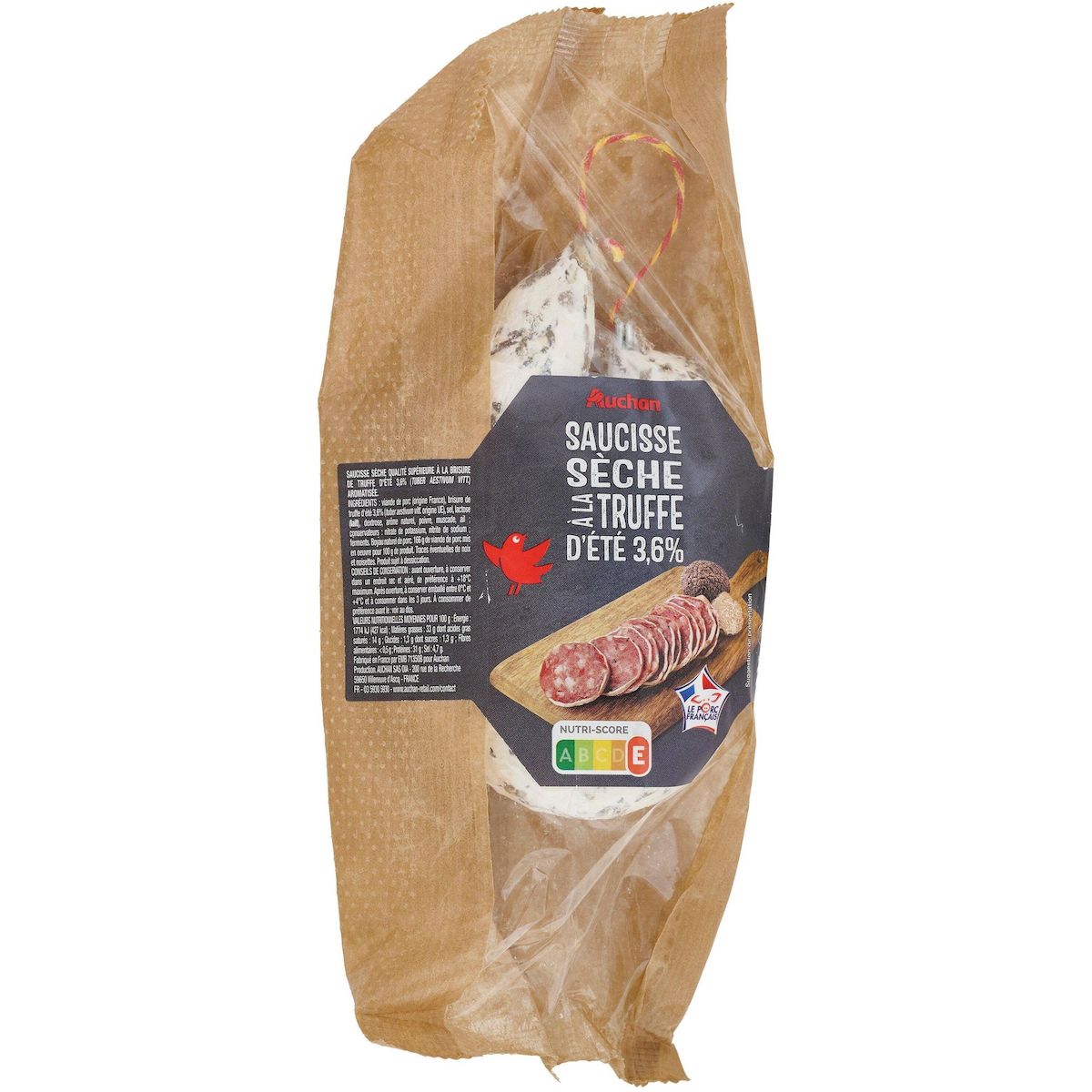 AUCHAN Saucisse sèche courbe à la truffe d'été 3.6% 200g