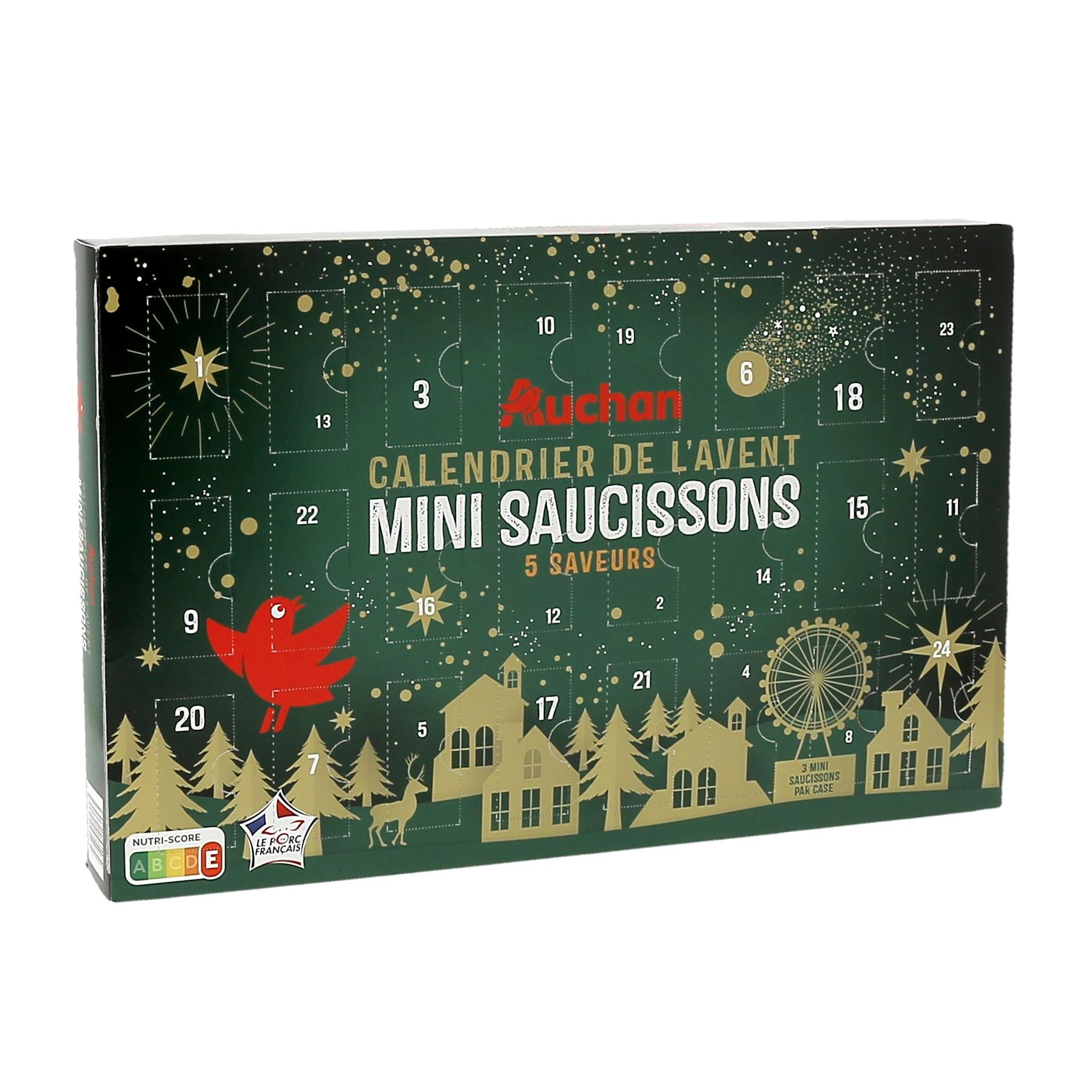 Voir la diapositive 3 : AUCHAN Calendrier de l'avent mini saucissons 5 saveurs 360g