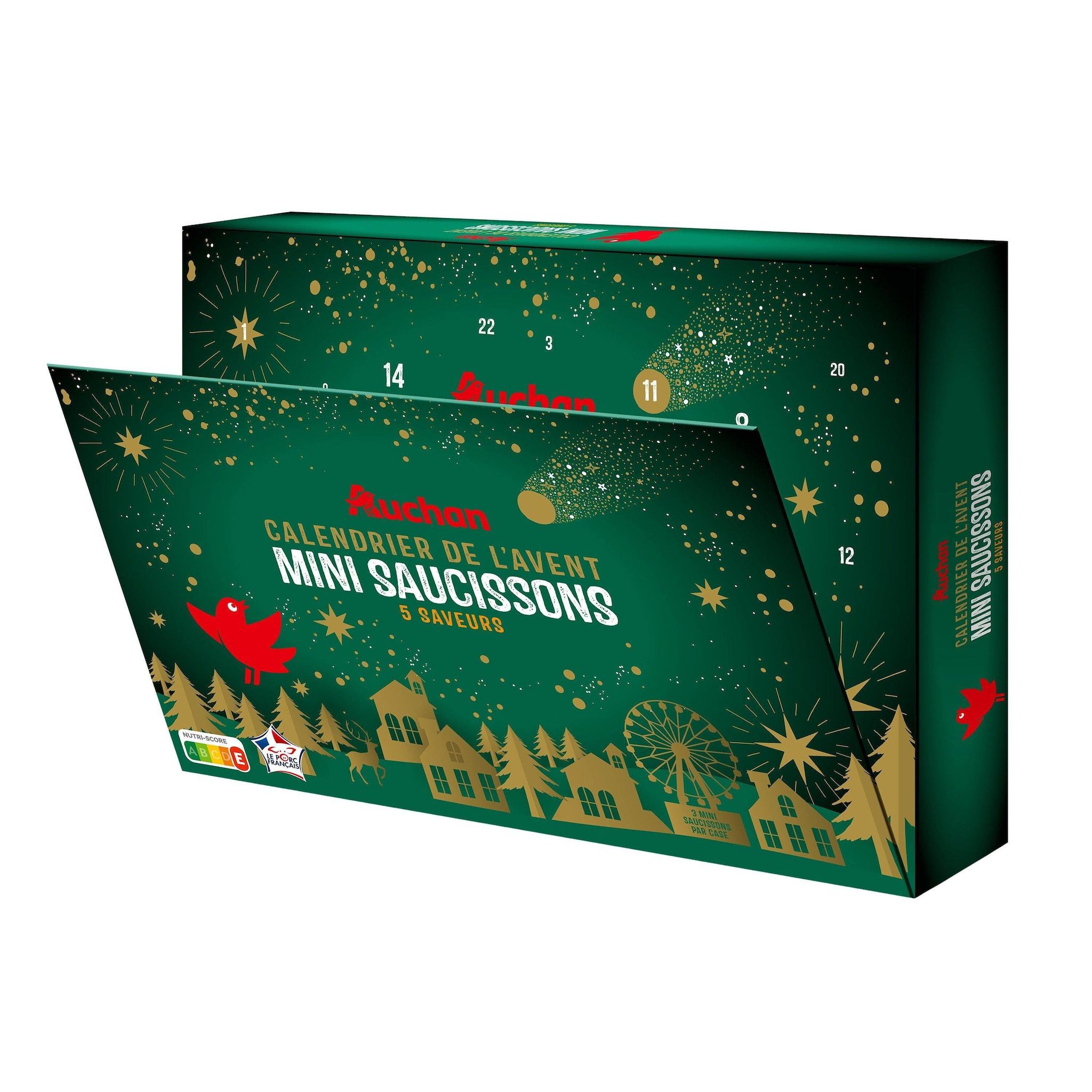 Voir la diapositive 4 : AUCHAN Calendrier de l'avent mini saucissons 5 saveurs 360g
