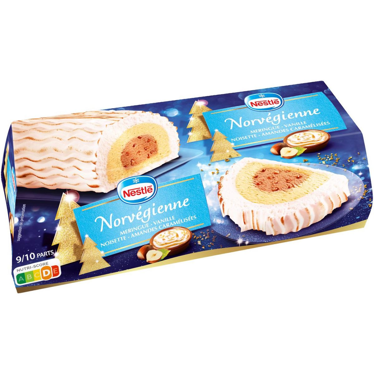 NESTLE Buche glacée Norvégienne meringue vanille noisette et nougatine 9-10 parts 450g