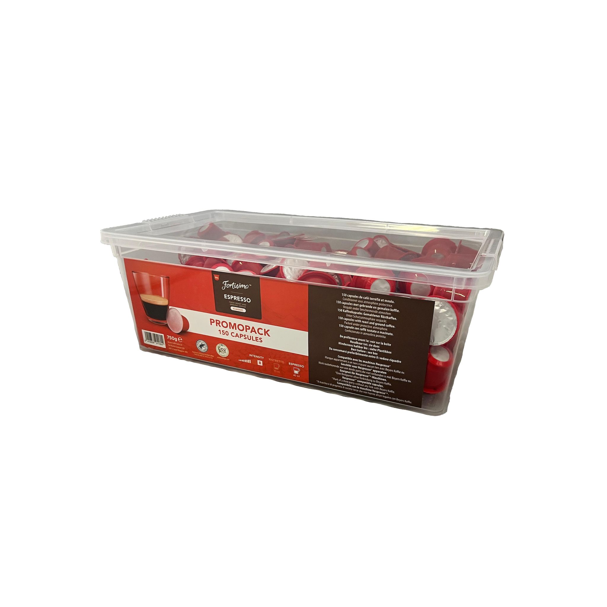 FORTISSIMO Capsules de café torréfié et moulu 150 capsules 750g