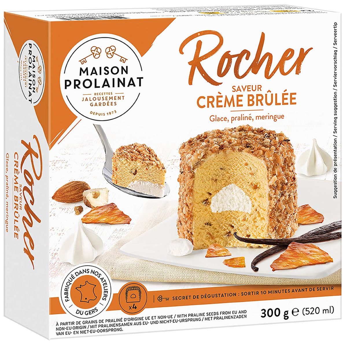 MAISON PROLAINAT Rocher saveur crème brûlée 4 pièces 300g