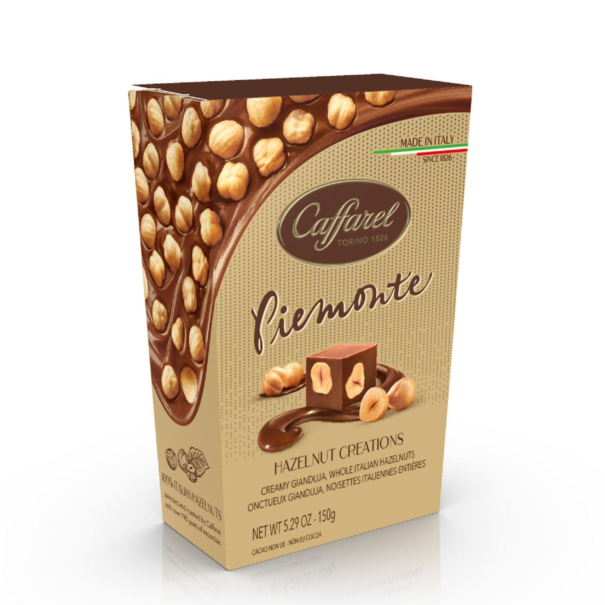 CAFFAREL Bonbons de chocolat piemonte au gianduja et noisettes italiennes 150g