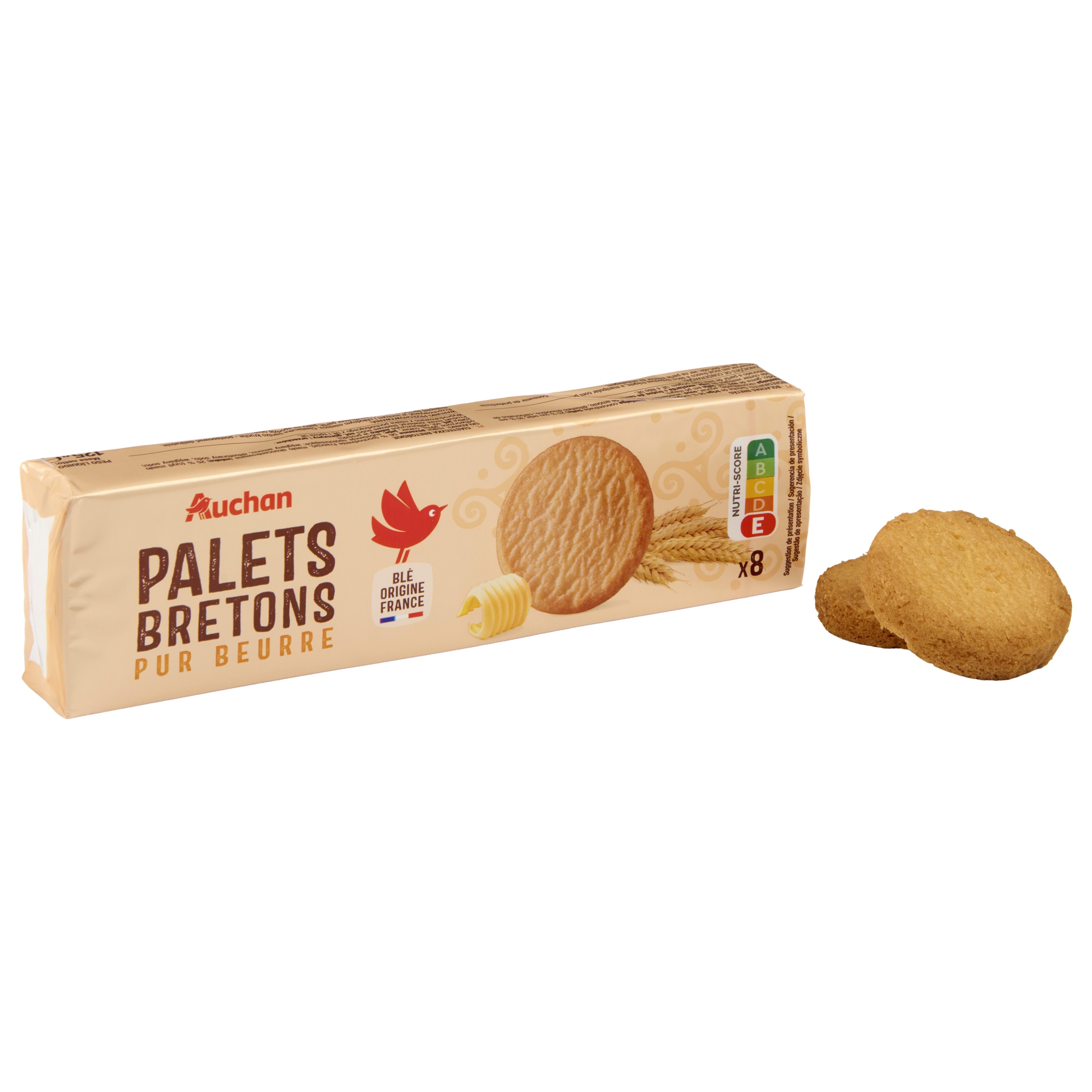 Voir la diapositive 2 : AUCHAN Palets bretons pur beurre 8 biscuits 125g