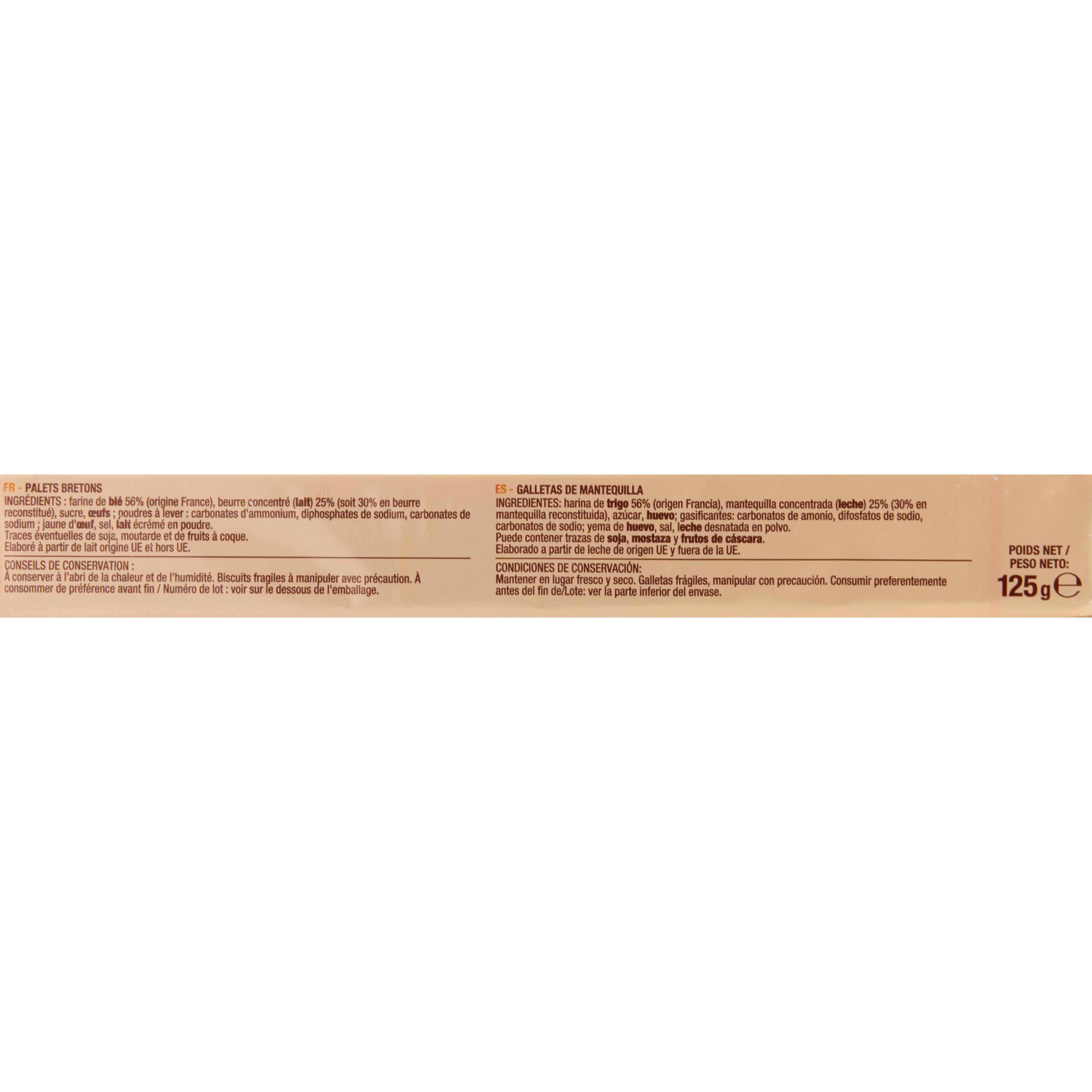 Voir la diapositive 3 : AUCHAN Palets bretons pur beurre 8 biscuits 125g