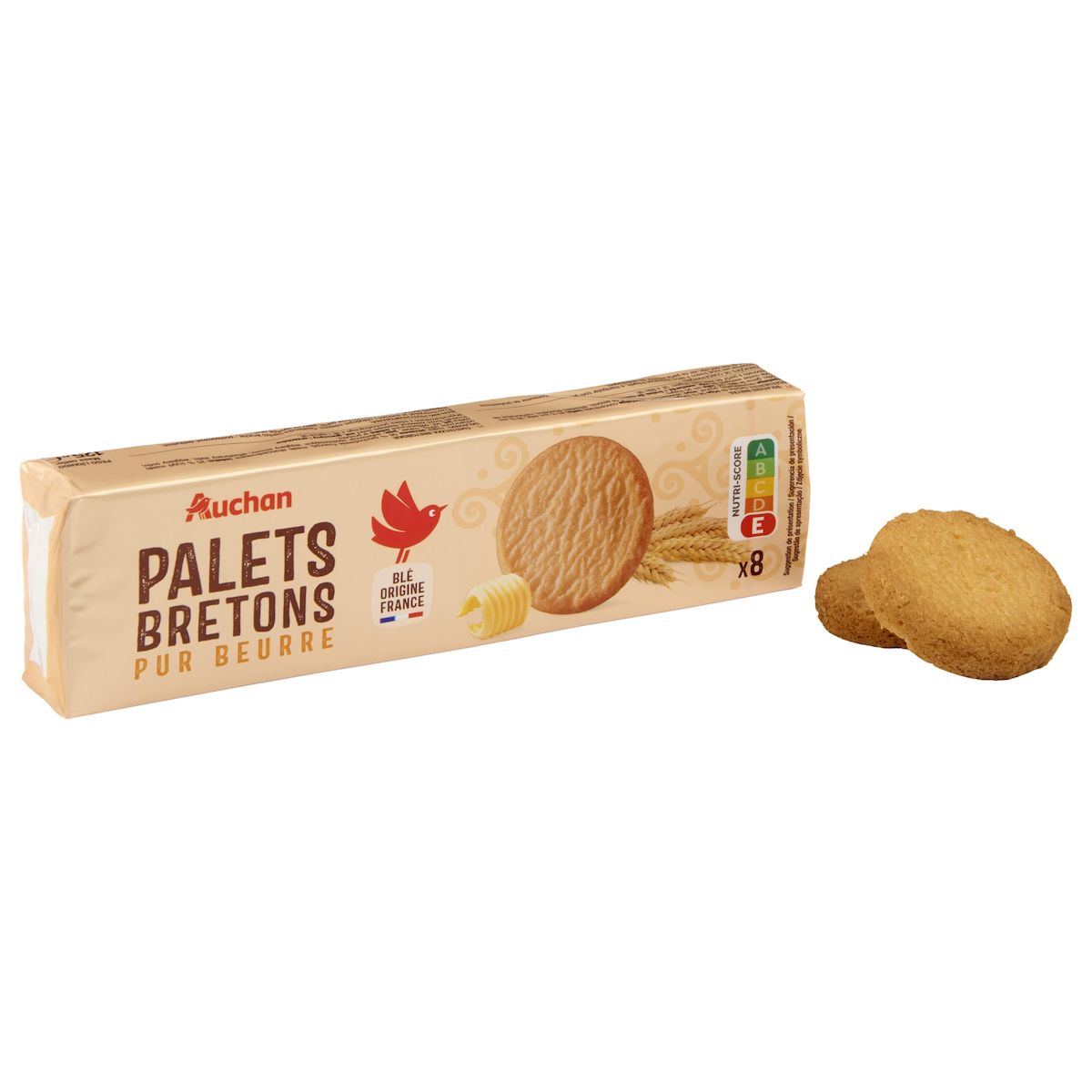 AUCHAN Palets bretons pur beurre 8 biscuits 125g