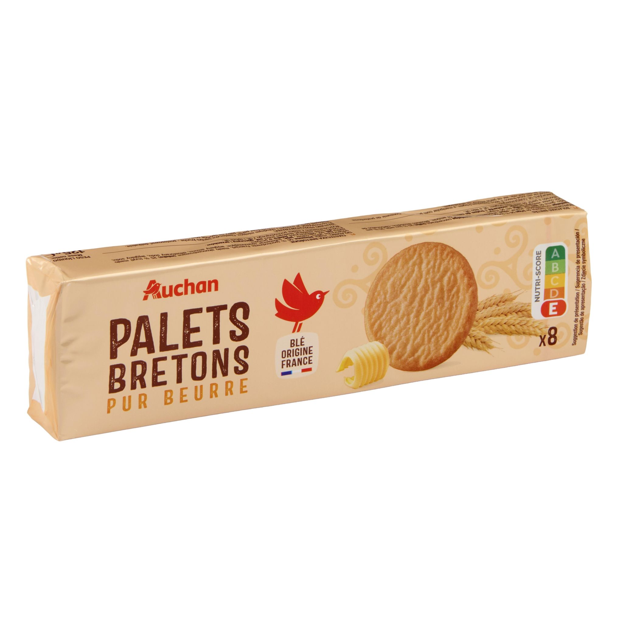 Voir la diapositive 5 : AUCHAN Palets bretons pur beurre 8 biscuits 125g