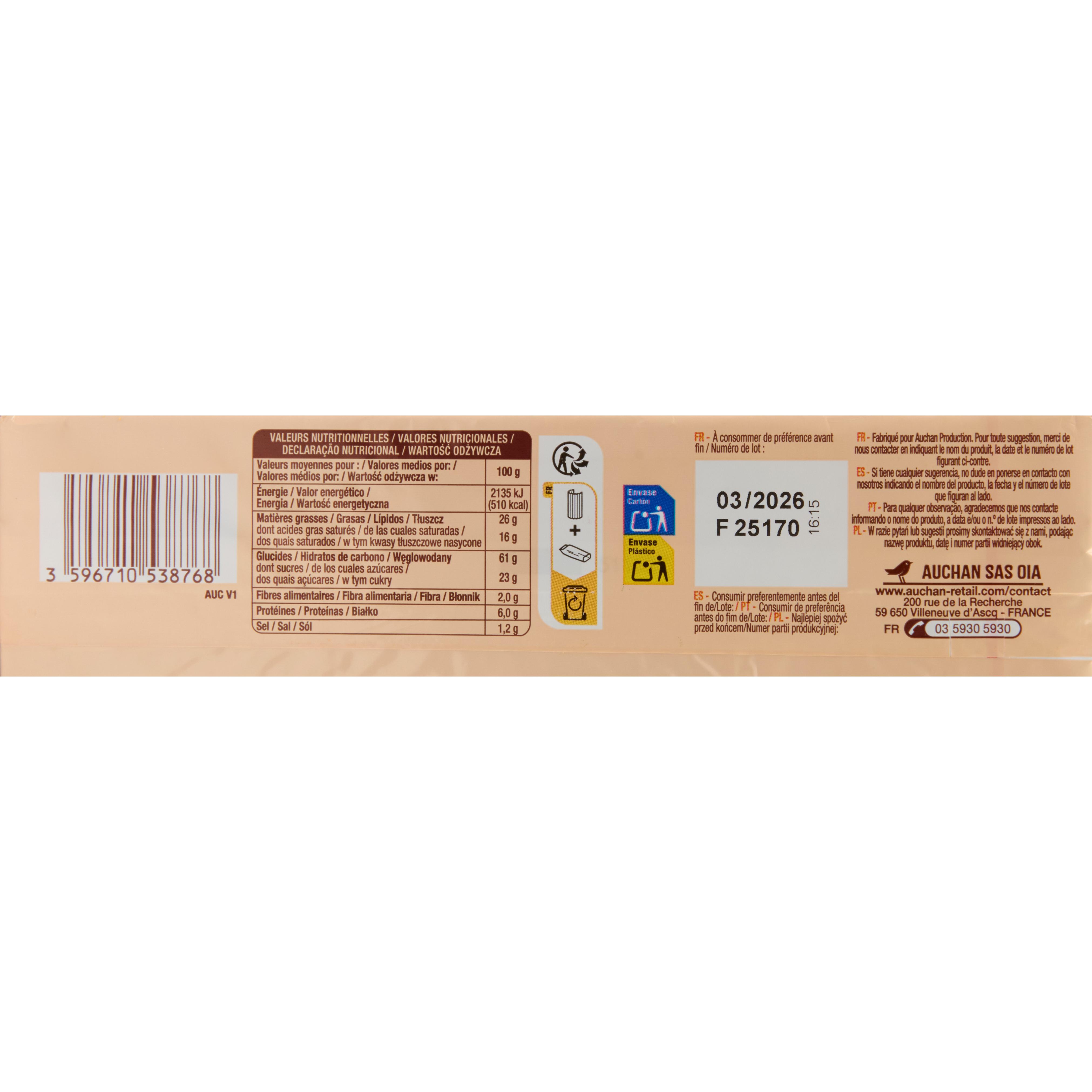 Voir la diapositive 6 : AUCHAN Palets bretons pur beurre 8 biscuits 125g