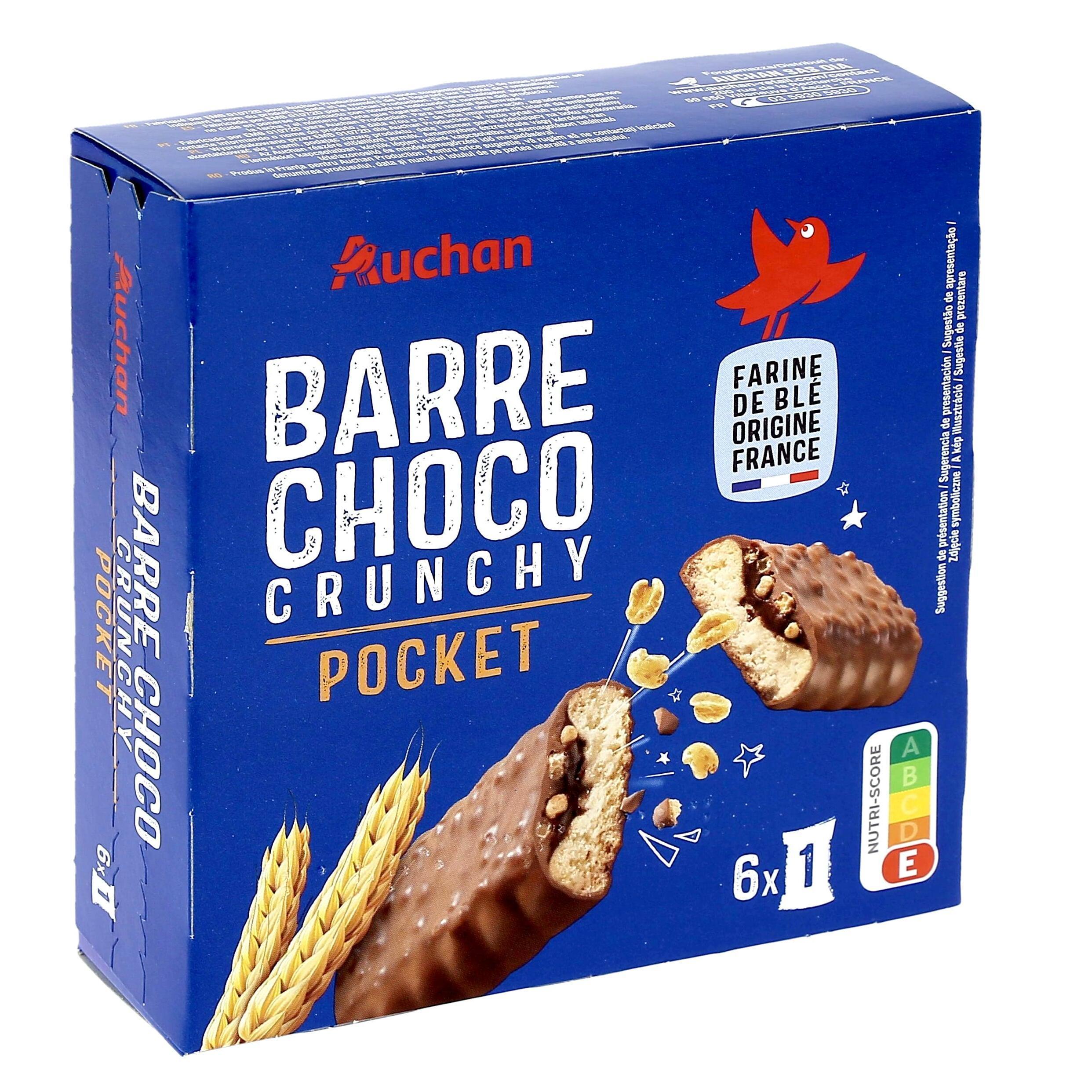 Voir la diapositive 4 : AUCHAN Barre choco crunchy 6 barres 162g