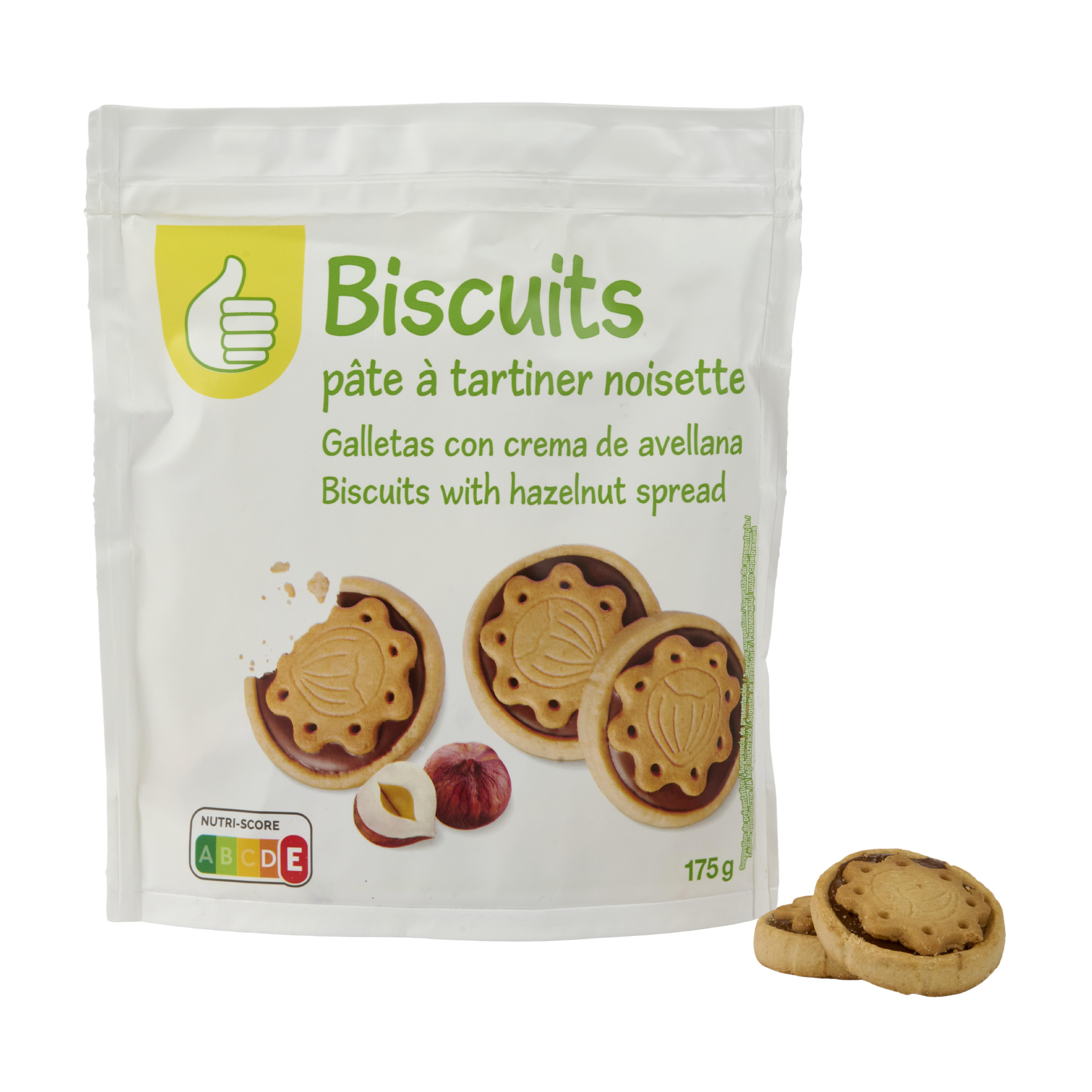Voir la diapositive 2 : POUCE Biscuits fourrés cacao noisette 175g