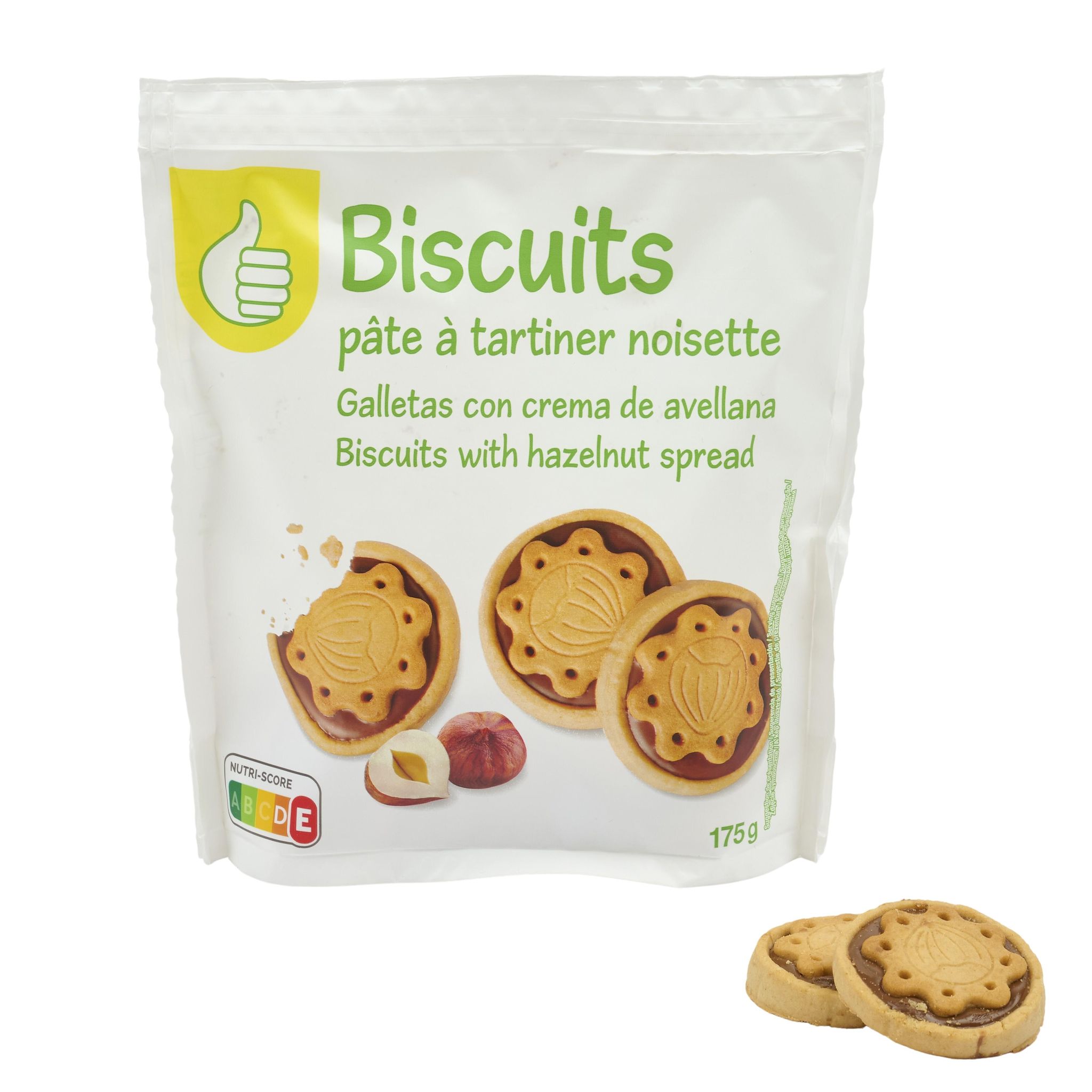 Voir la diapositive 3 : POUCE Biscuits fourrés cacao noisette 175g