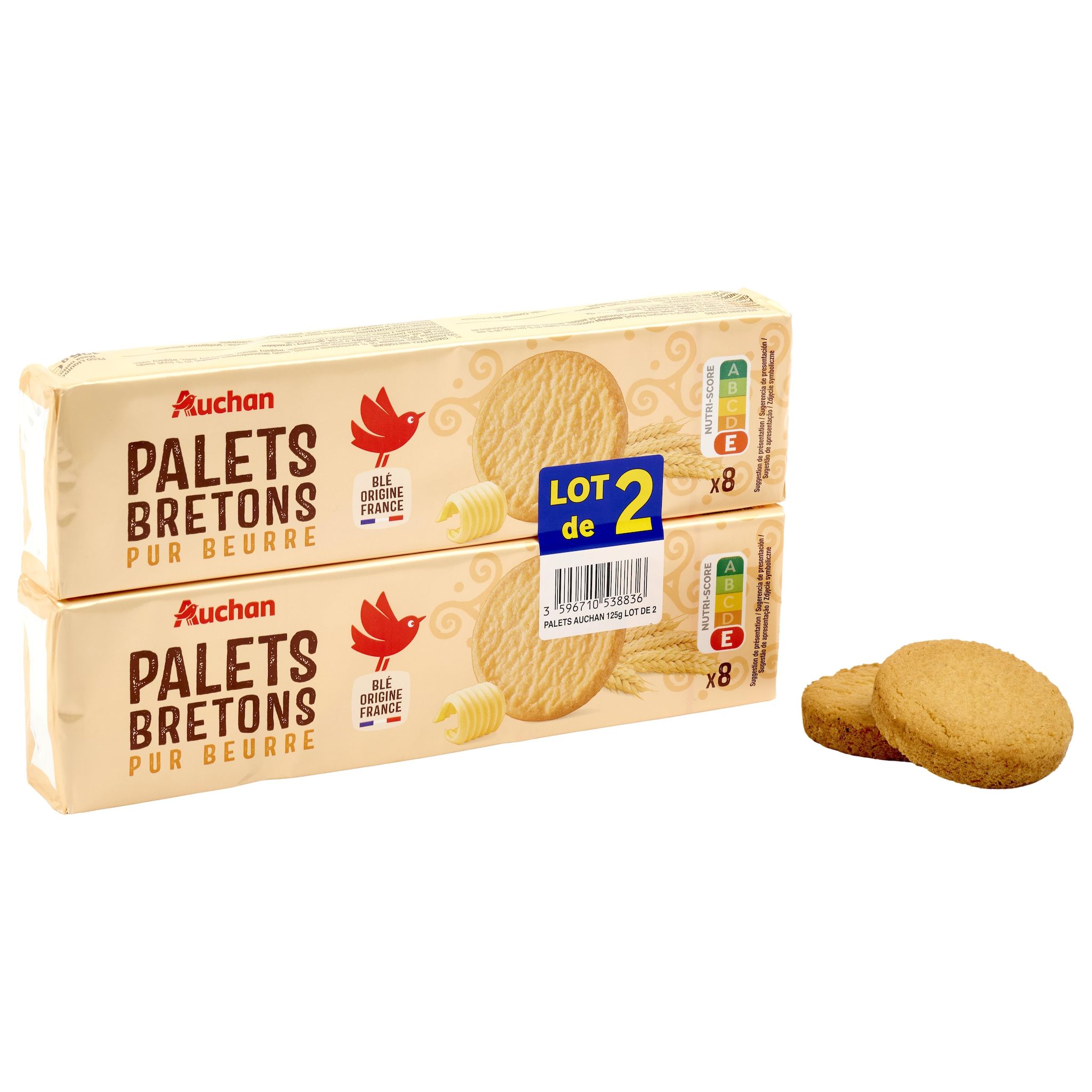 Voir la diapositive 4 : AUCHAN Palets bretons pur beurre 2x125g