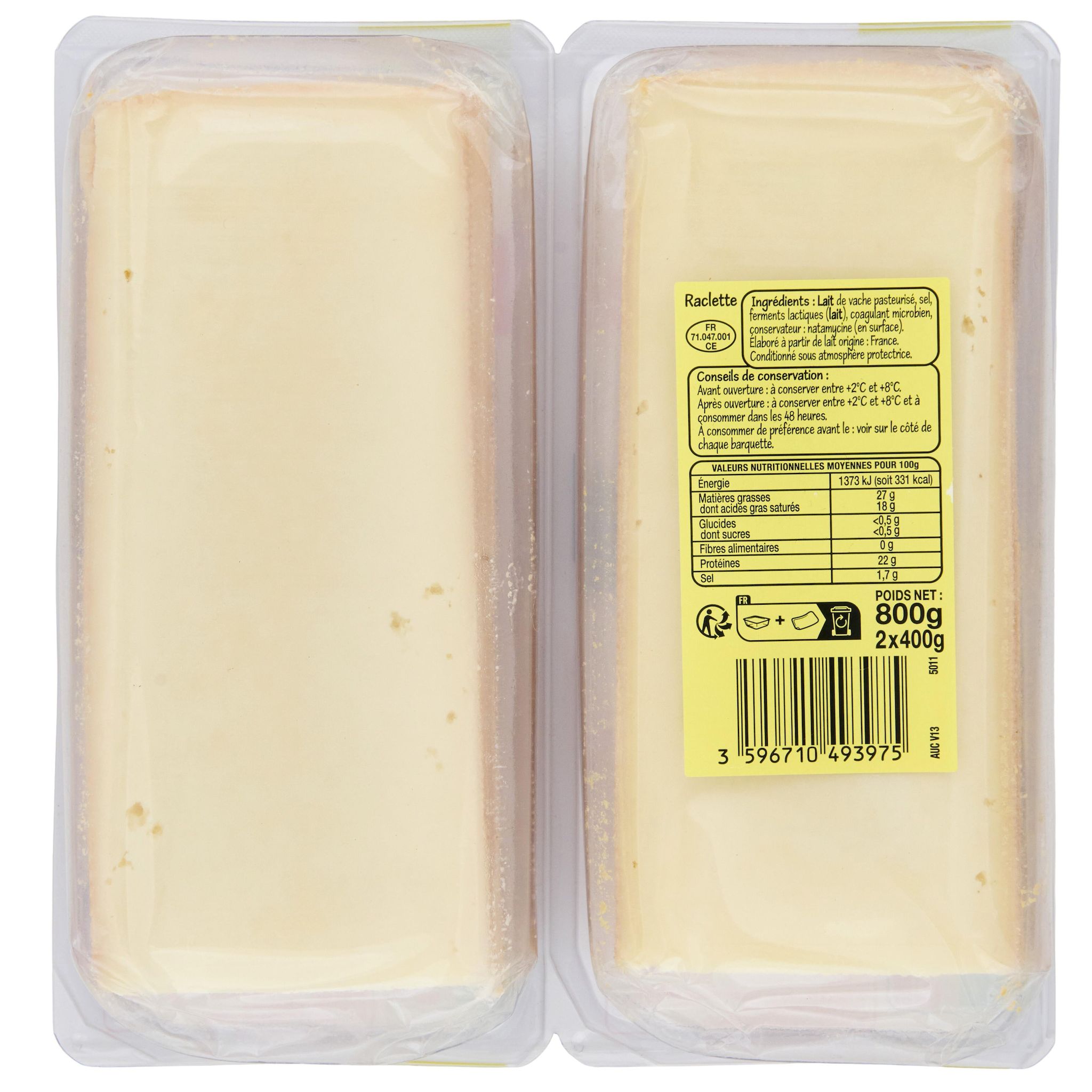 Voir la diapositive 2 : POUCE Raclette nature x 2 400 g