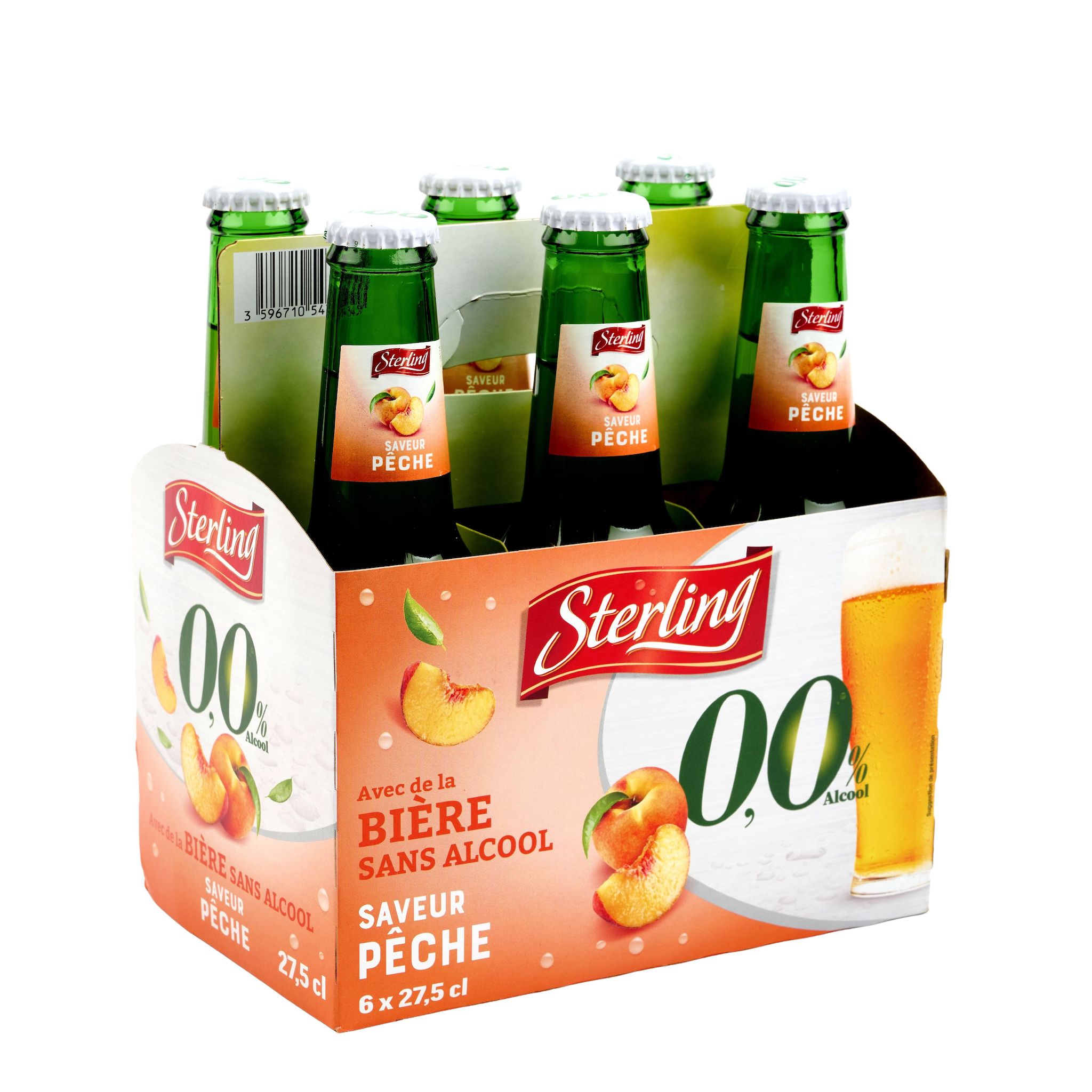 Voir la diapositive 2 : STERLING Boisson aromatisée à base de bière sans alcool saveur pêche 6x27.5cl