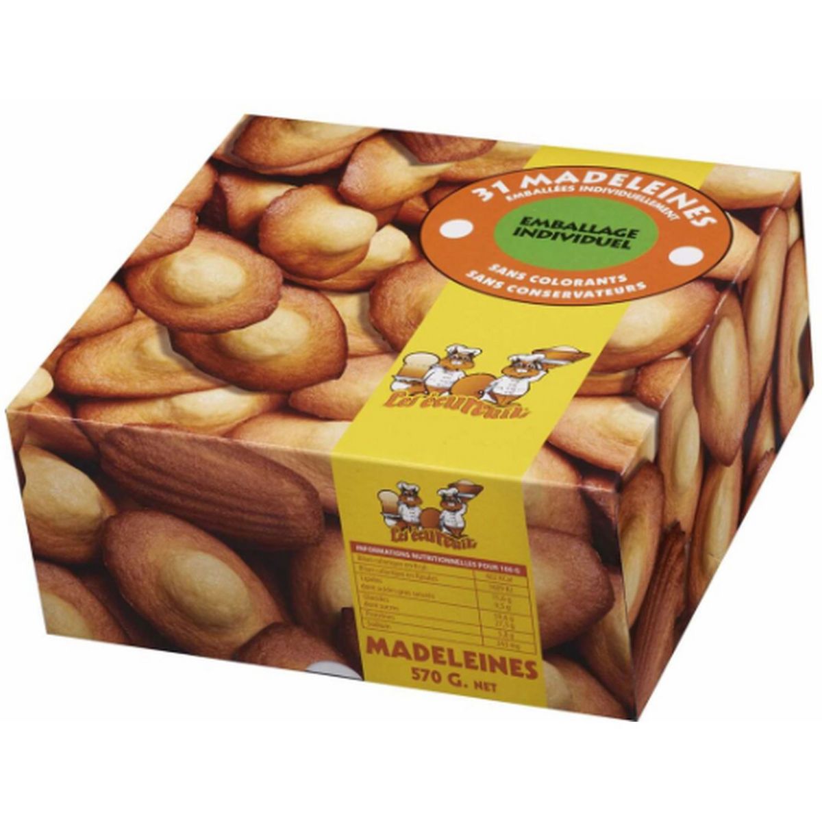 LES ECUREUILS DU LANGUEDOC Madeleines natures sachets individuels 31 pièces 570g