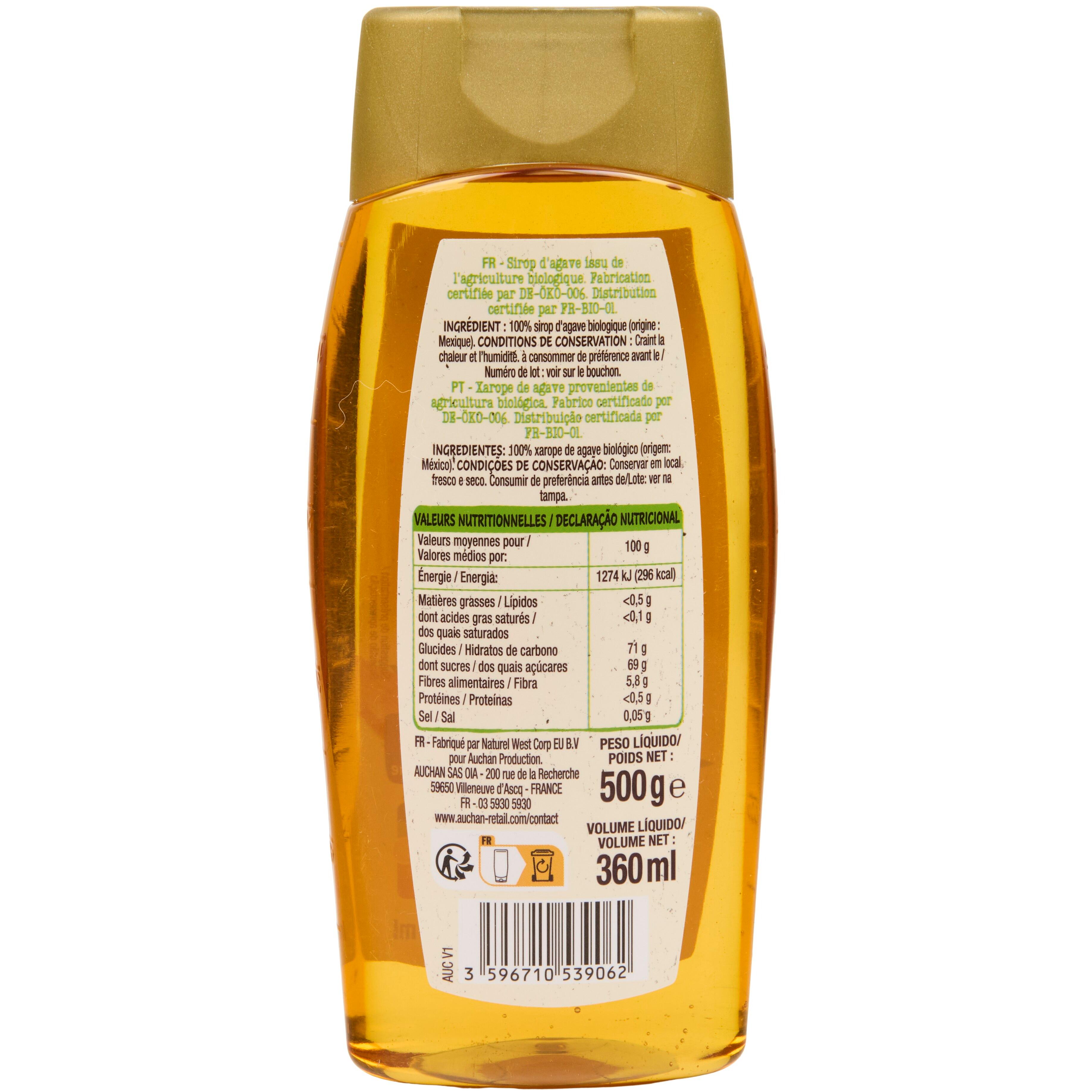 Voir la diapositive 2 : AUCHAN BIO Sirop d'agave 36cl
