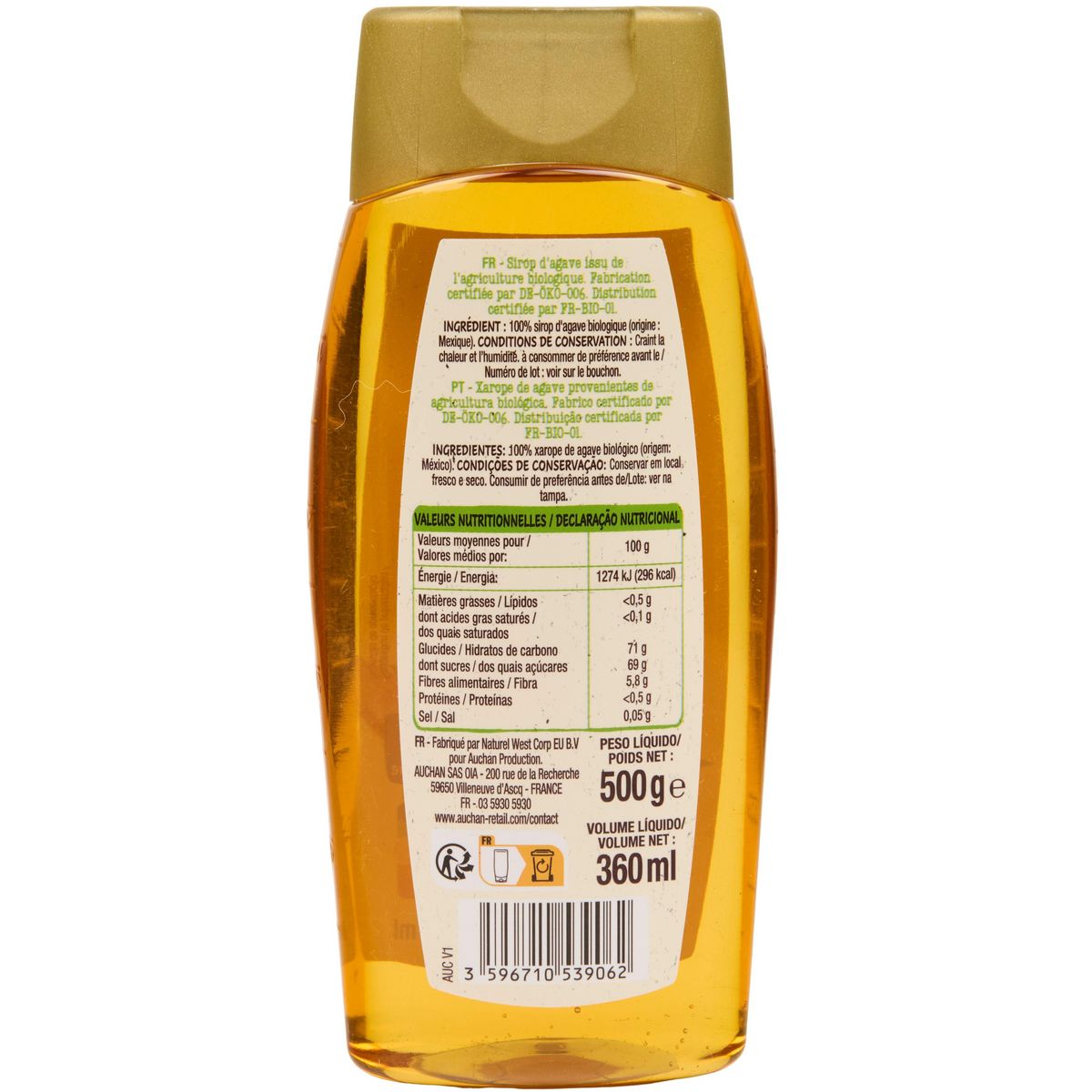 AUCHAN BIO Sirop d'agave 36cl