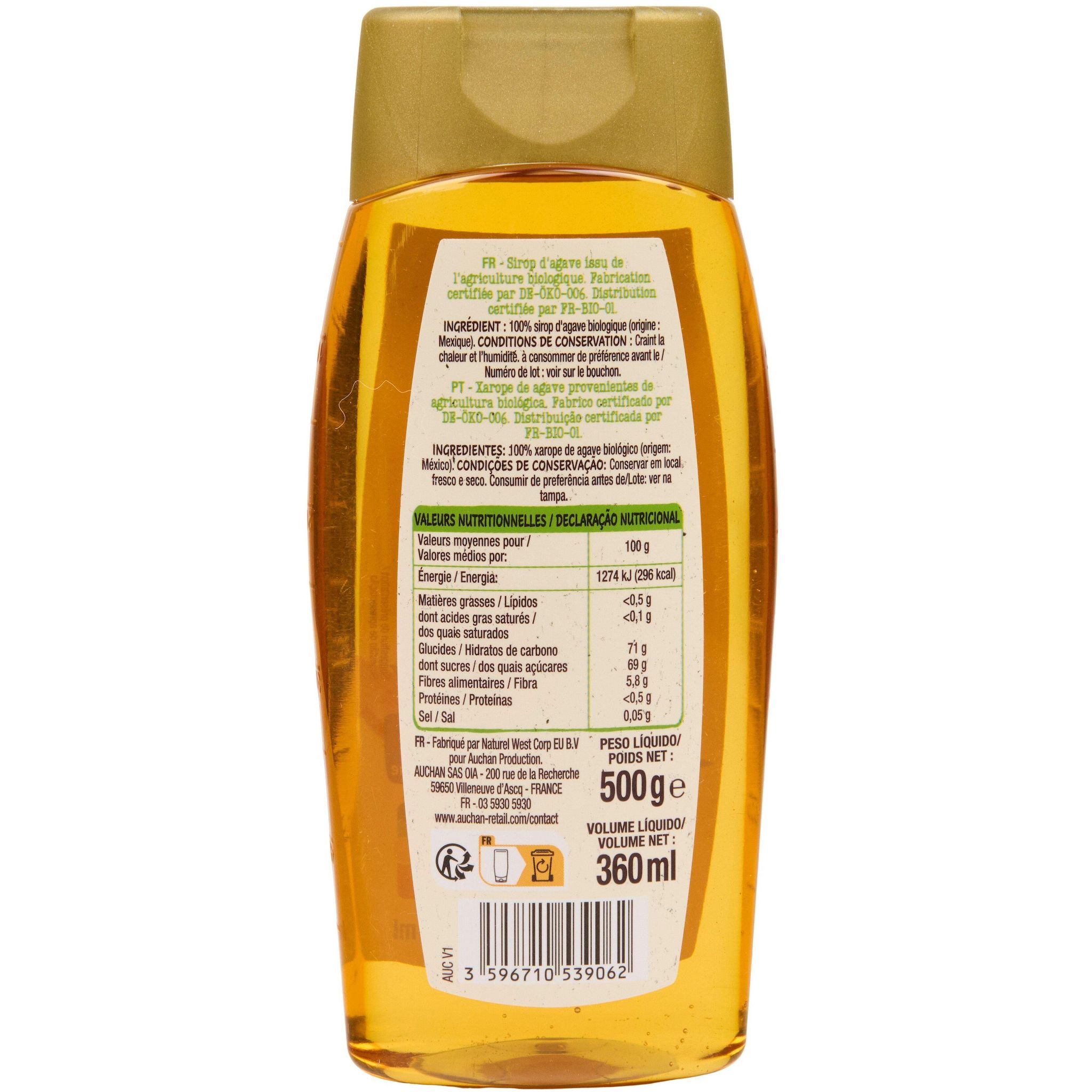 Voir la diapositive 2 : AUCHAN BIO Sirop d'agave 36cl