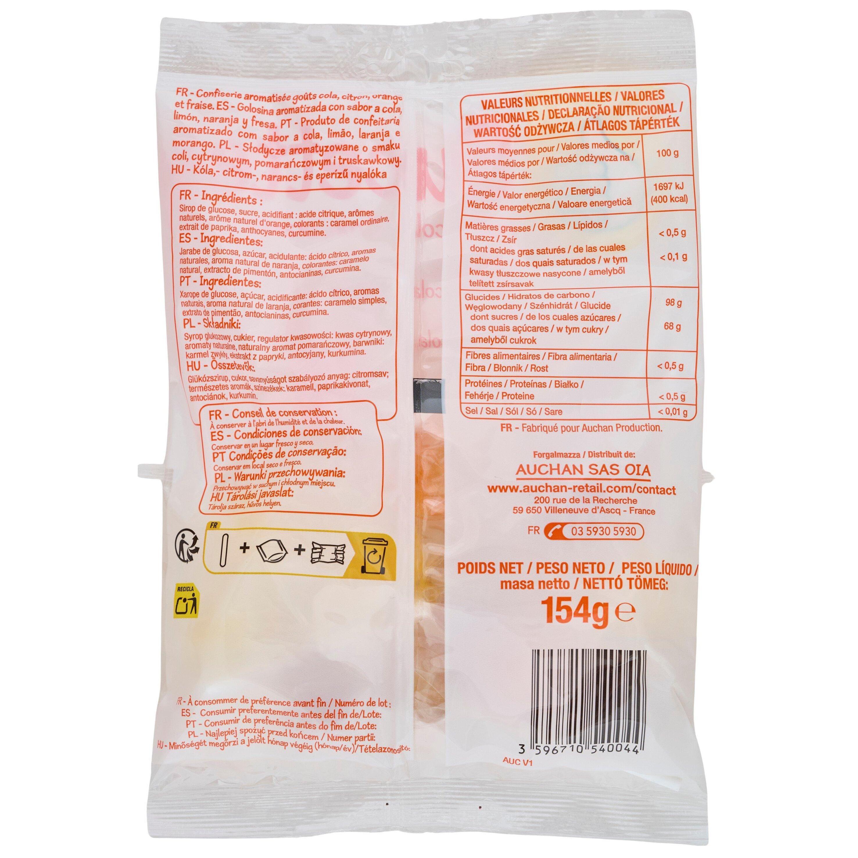 Voir la diapositive 2 : POUCE Sucettes goûts cola citron orange et fraise 154g