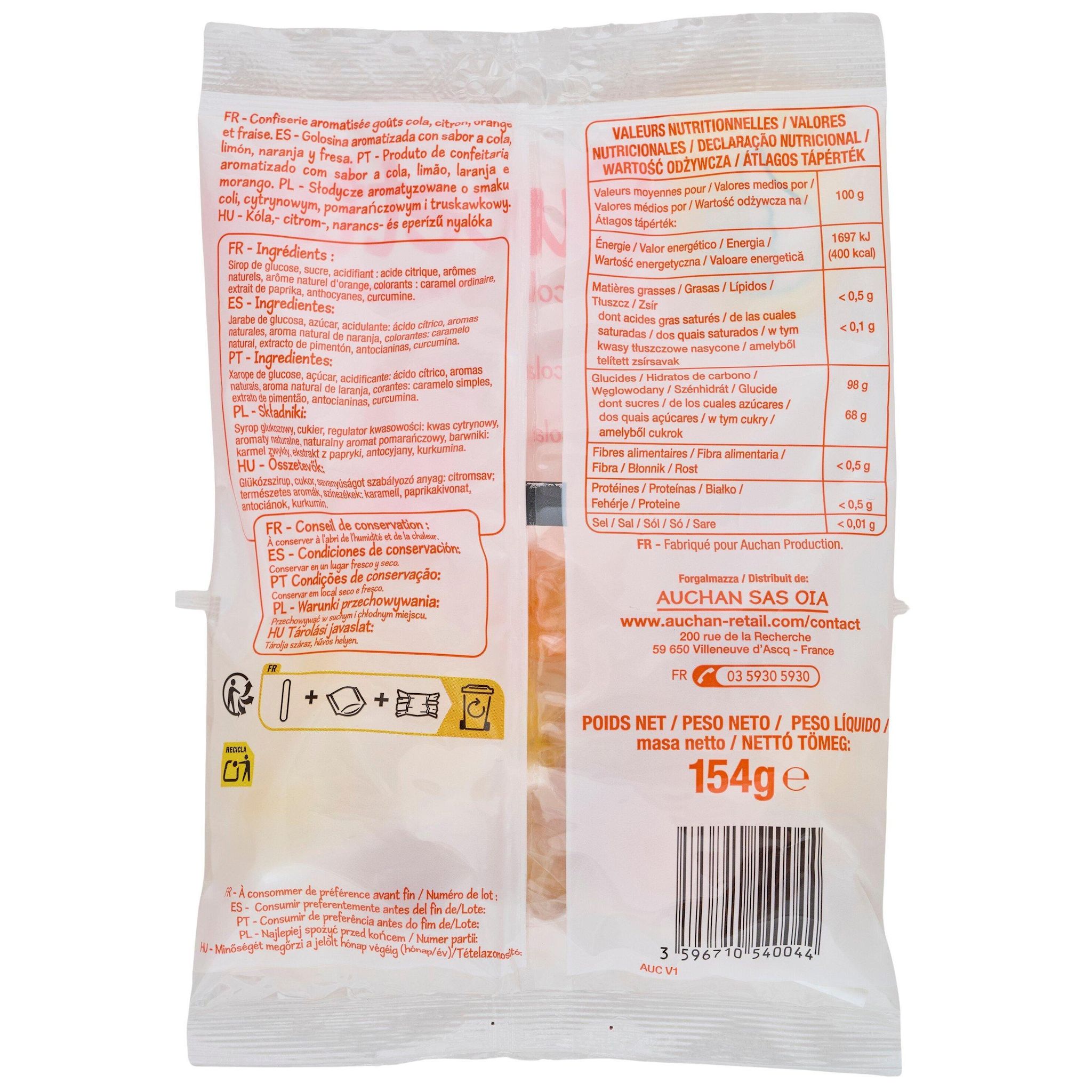 Voir la diapositive 2 : POUCE Sucettes goûts cola citron orange et fraise 154g