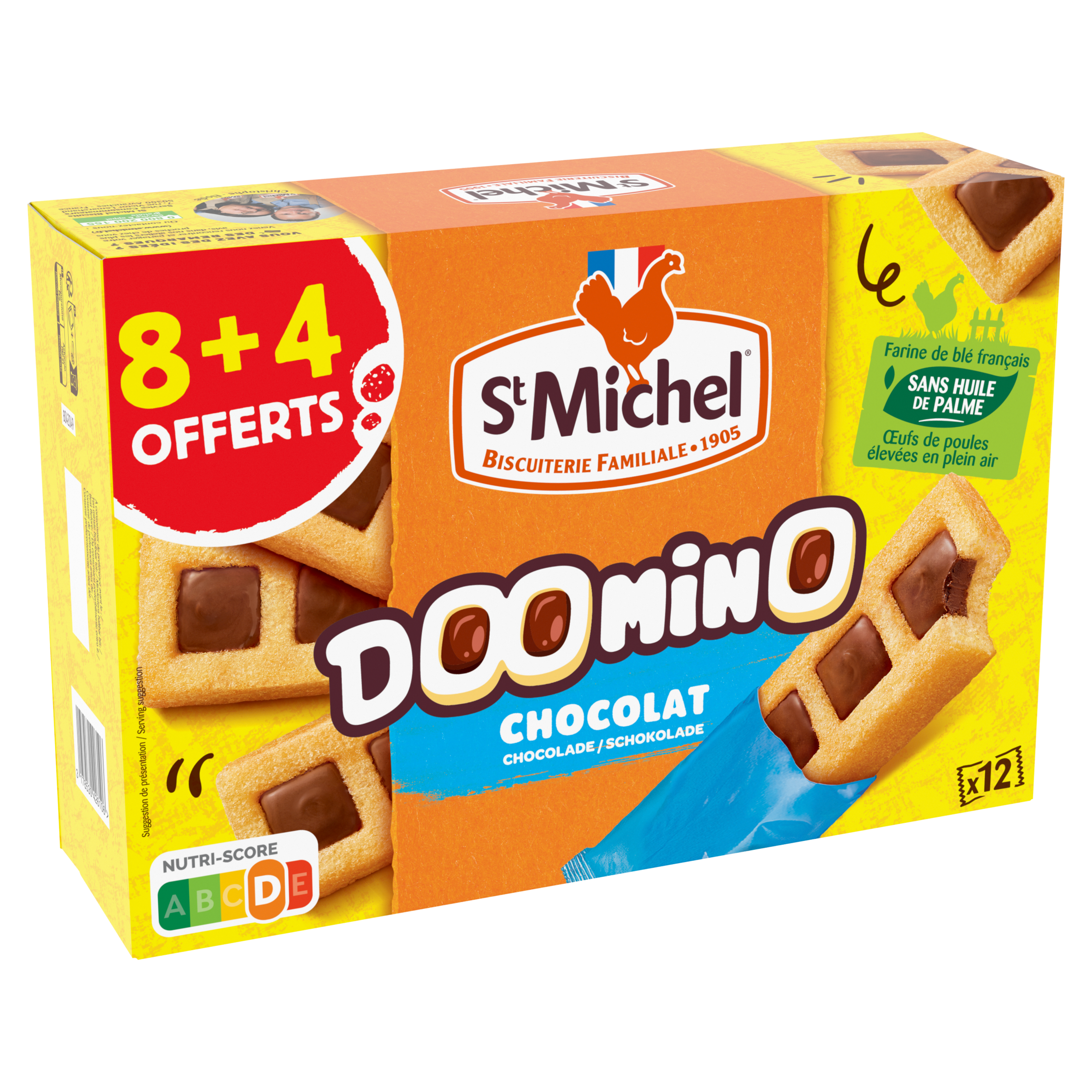 Voir la diapositive 2 : ST MICHEL Gâteau doomino avec nappage au chocolat au lait 8+4 offerts 360g