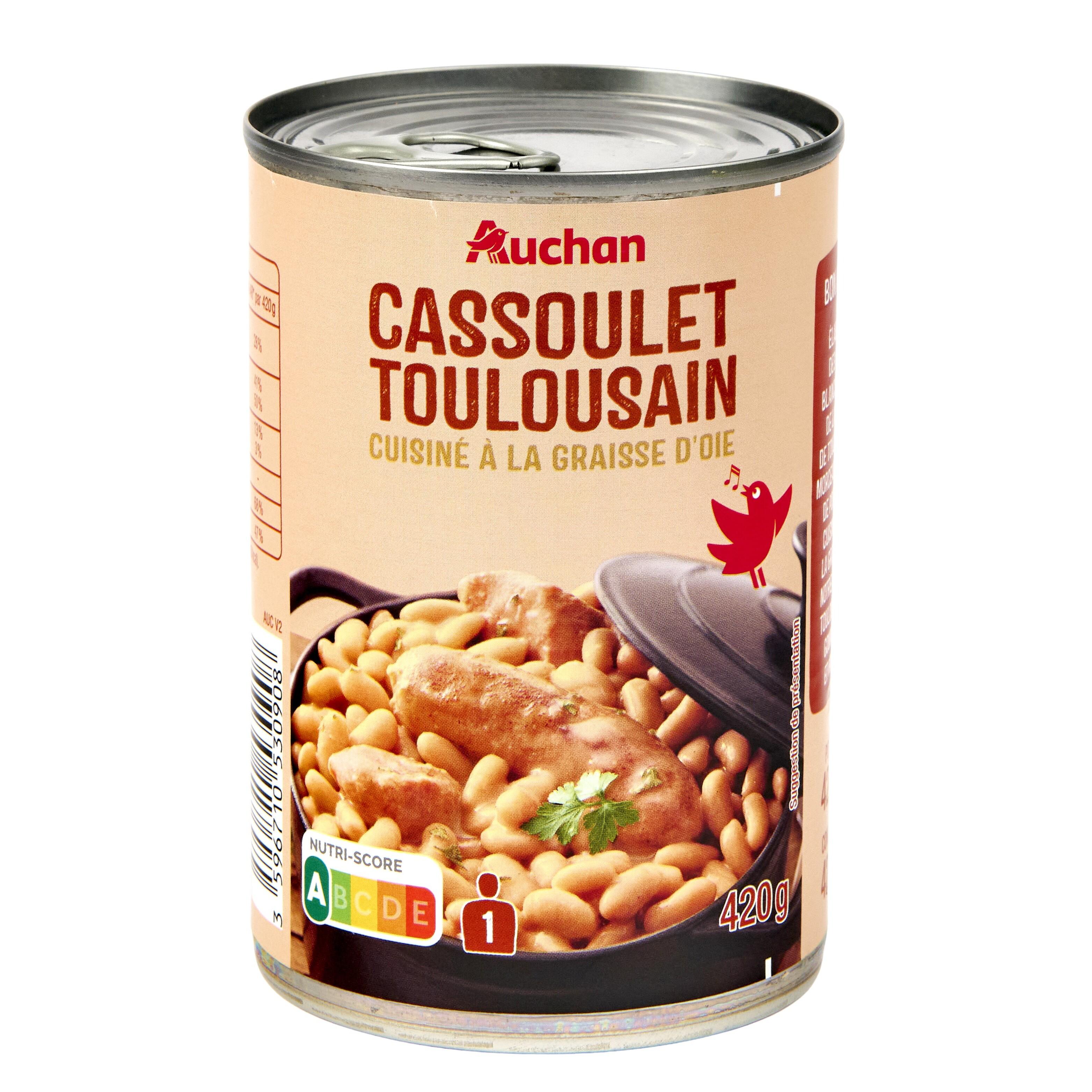 Voir la diapositive 3 : AUCHAN Cassoulet Toulousain cuisiné à la graisse d'oie 1 portion 420g