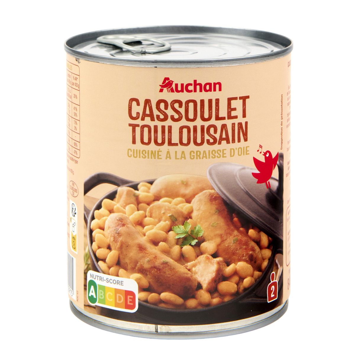 AUCHAN Cassoulet toulousain cuisiné à la graisse d'oie 2 portions 840g