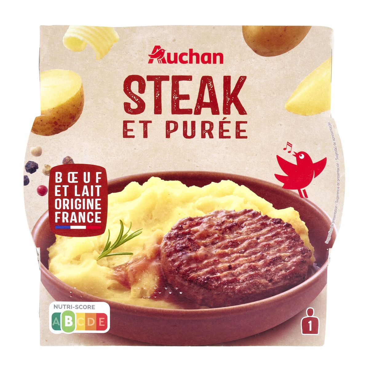 AUCHAN Steak et purée 300g