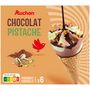 Voir la diapositive 3 : AUCHAN Cônes glacés chocolat pistache 6 pièces 430g