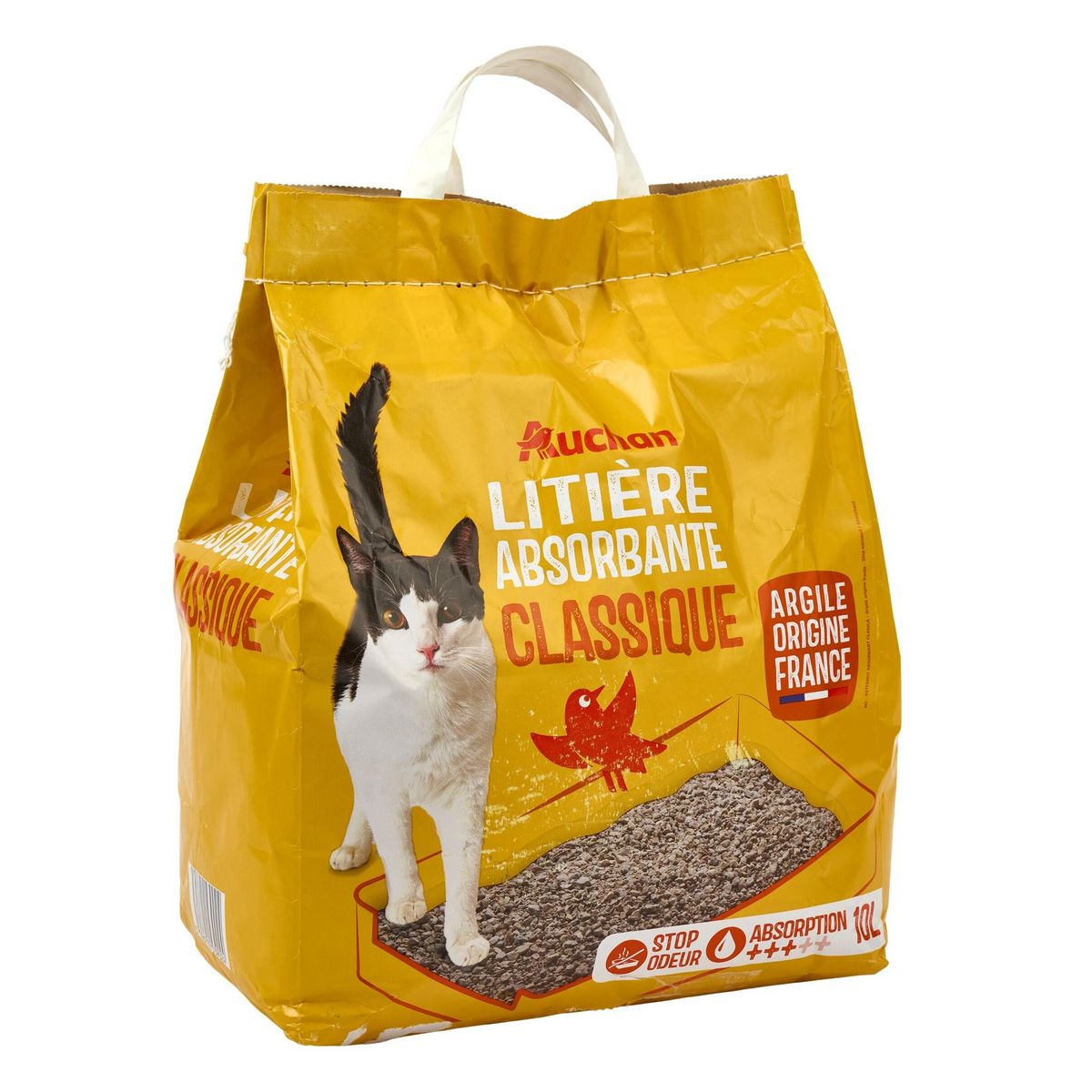 AUCHAN Litière absorbante classique pour chat 10l