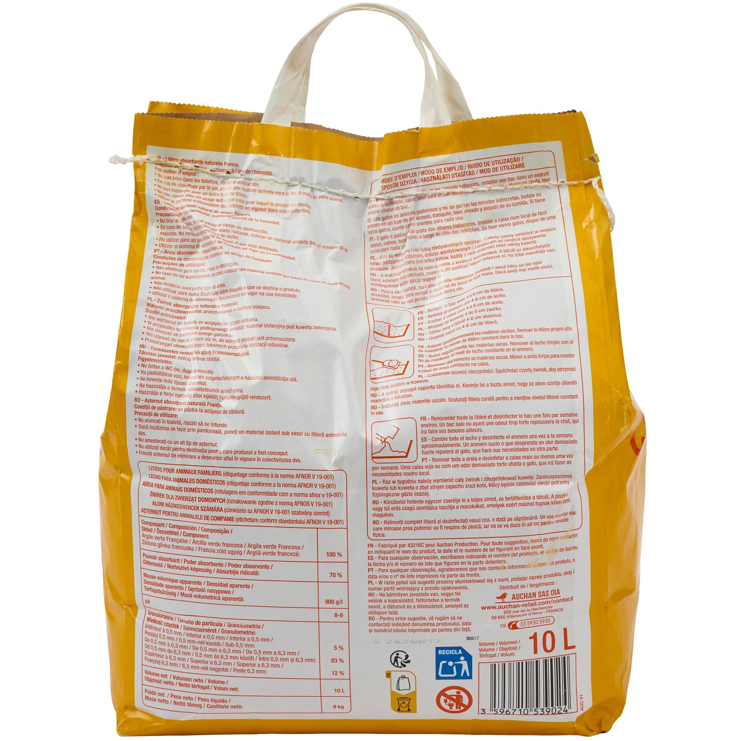 Voir la diapositive 3 : AUCHAN Litière absorbante classique pour chat 10l