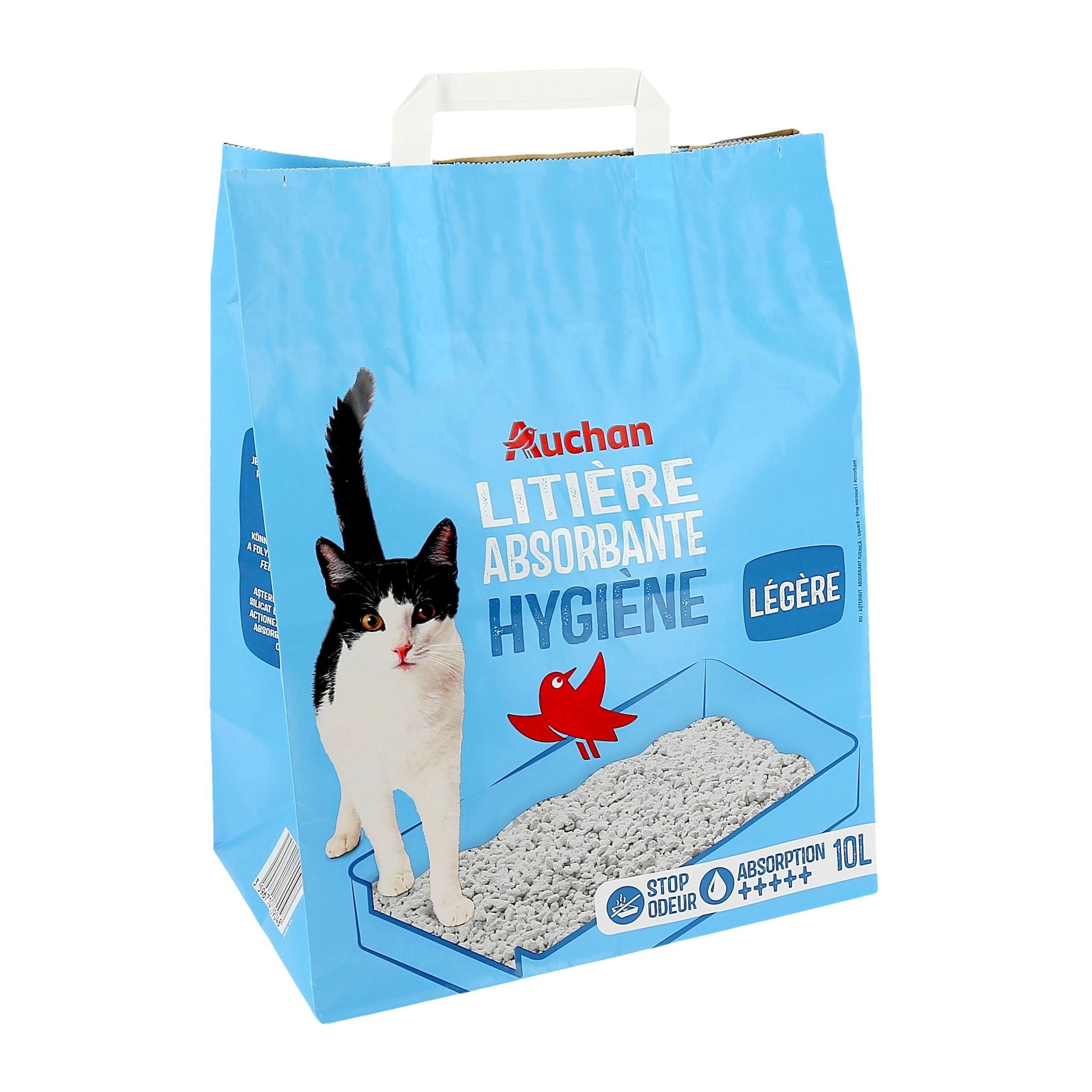 Voir la diapositive 2 : AUCHAN Litière absorbante légère pour chat 10l