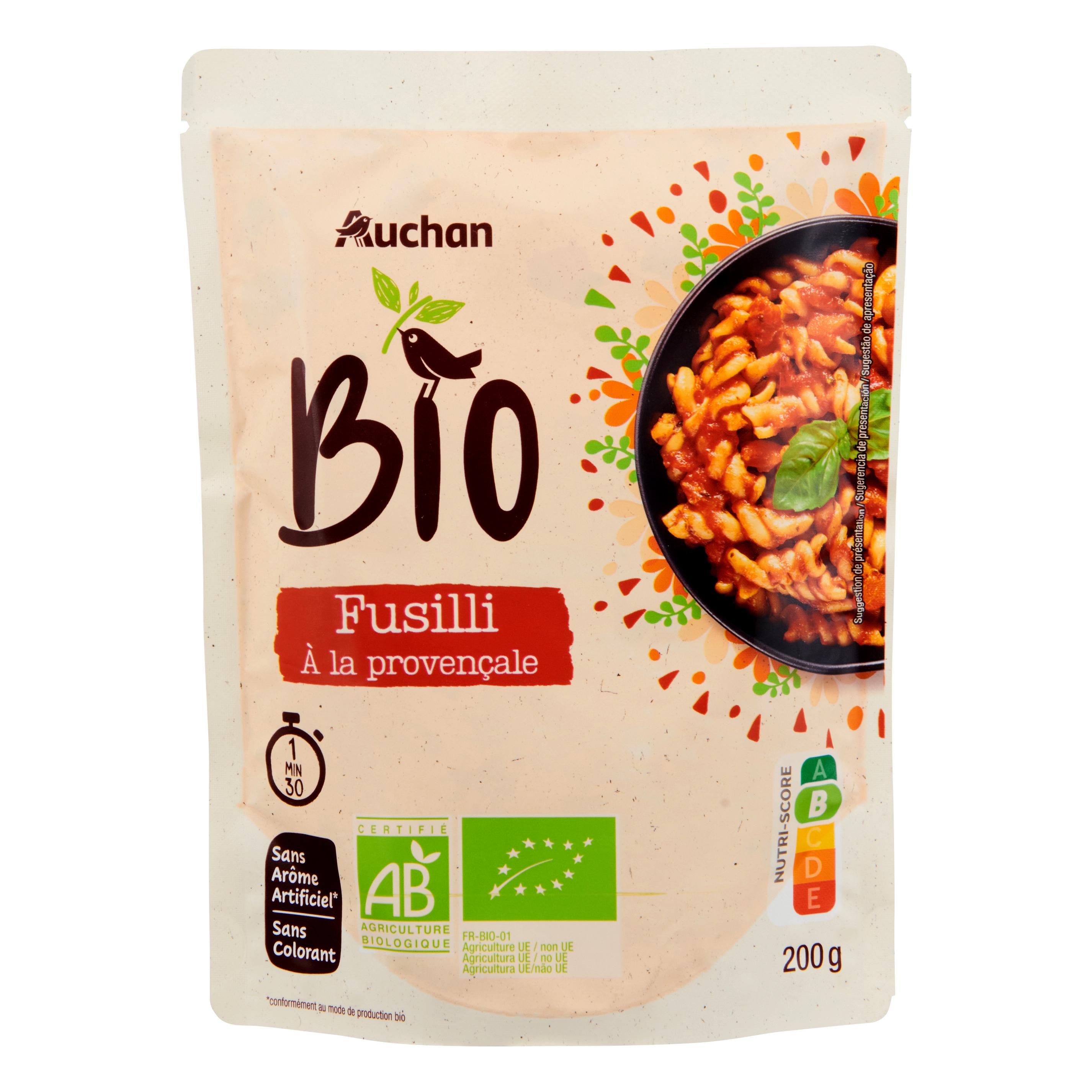 Voir la diapositive 3 : AUCHAN BIO Fusilli à la provençale 1 portion 200g