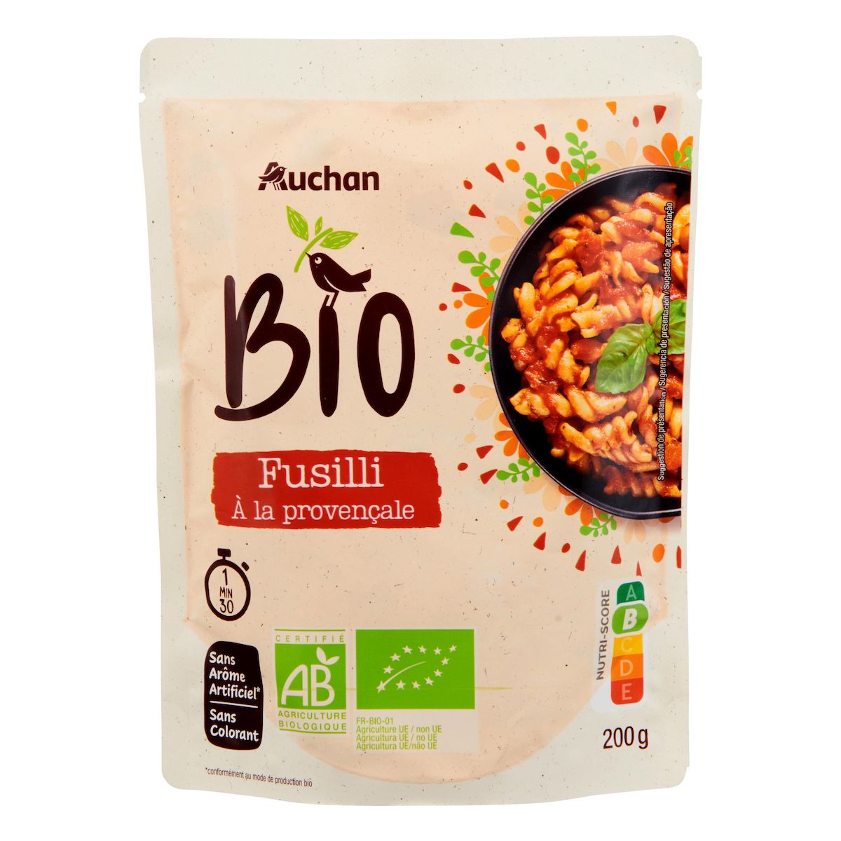 AUCHAN BIO Fusilli à la provençale 200g