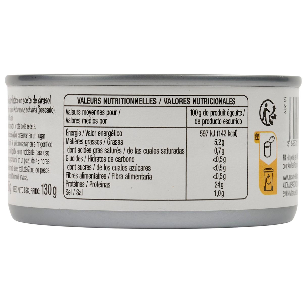 POUCE Morceaux de thon à l'huile de tournesol 185g