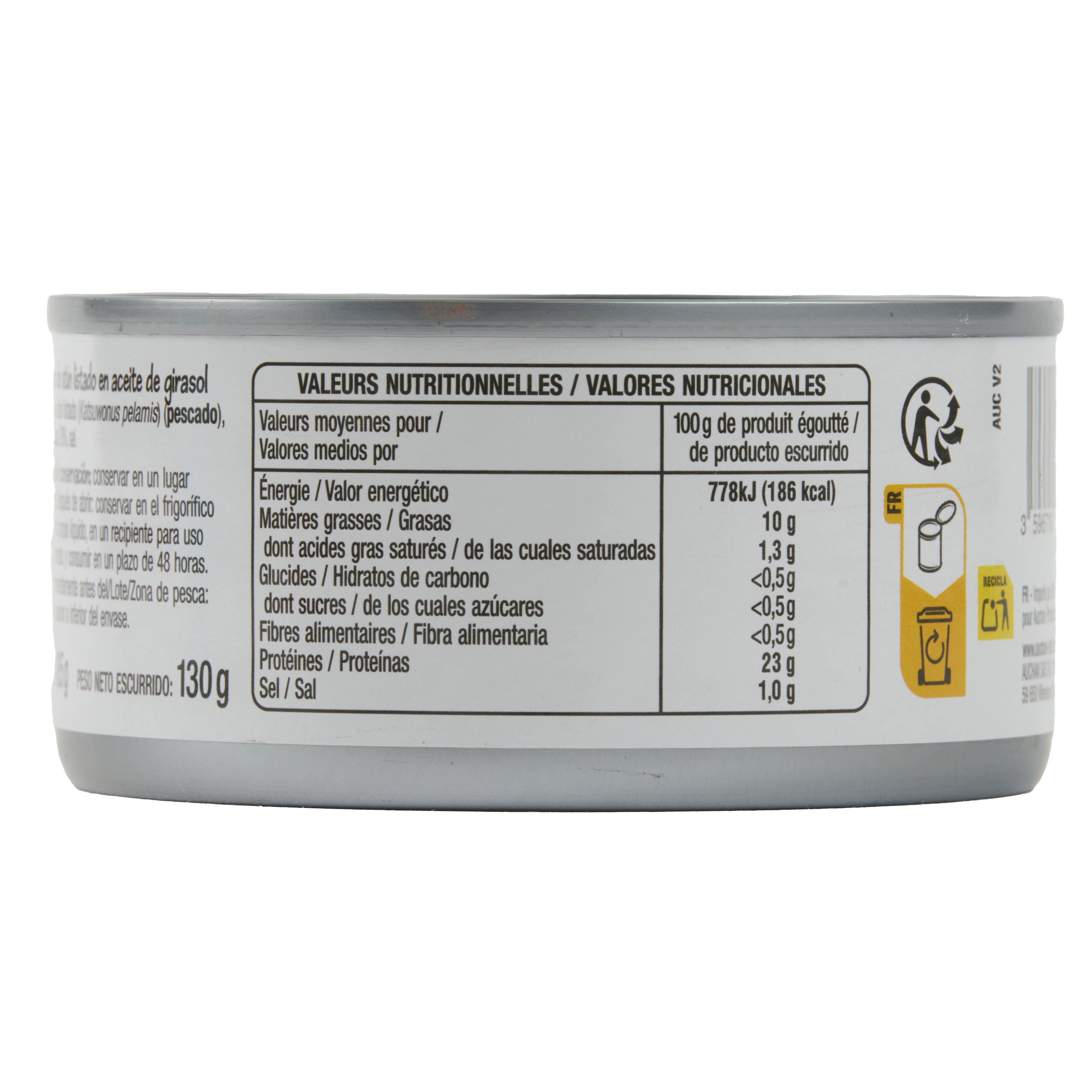 Voir la diapositive 3 : POUCE Morceaux de thon à l'huile de tournesol 185g