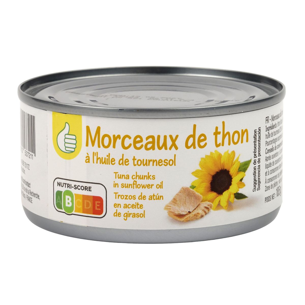 POUCE Morceaux de thon à l'huile de tournesol 185g
