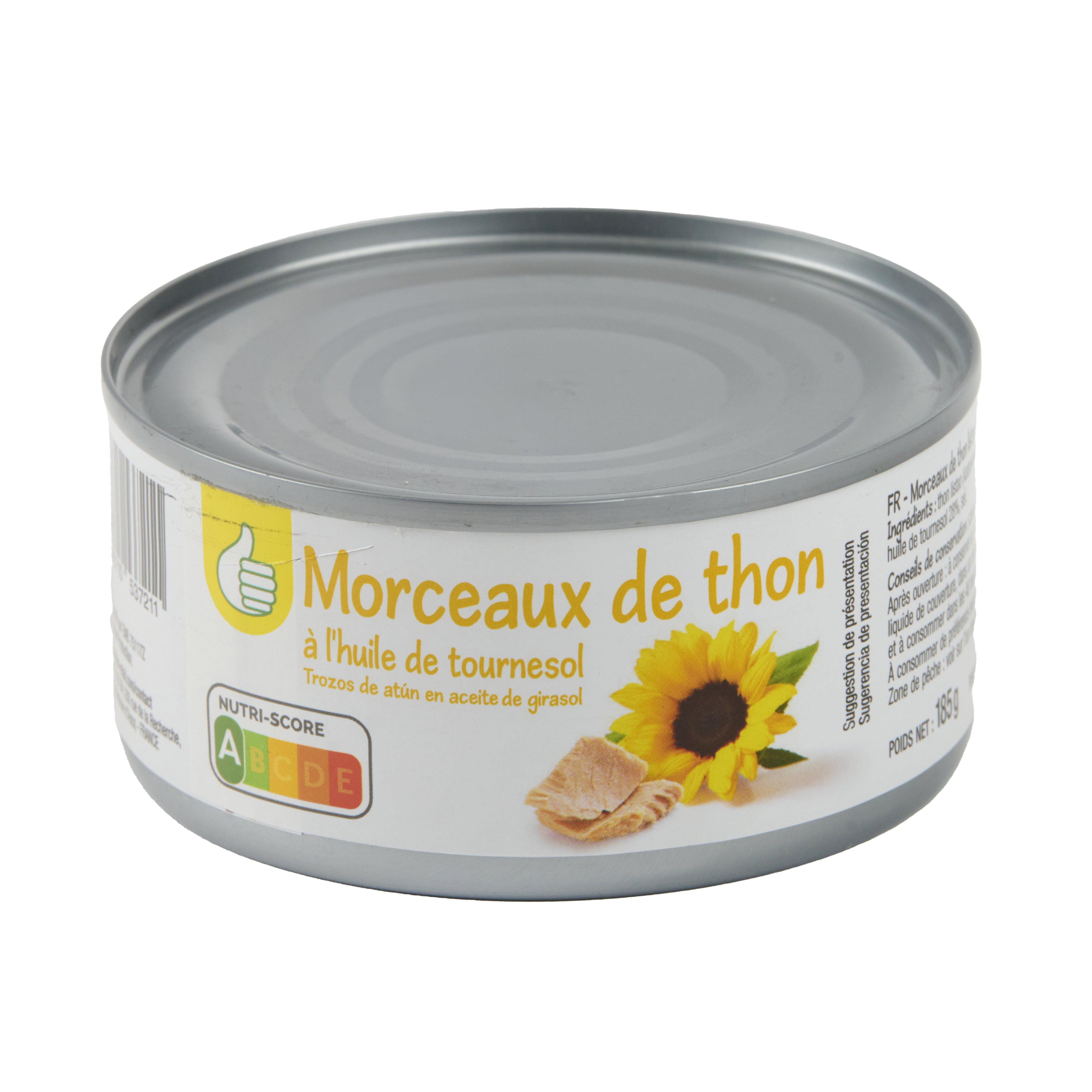 Voir la diapositive 4 : POUCE Morceaux de thon à l'huile de tournesol 185g