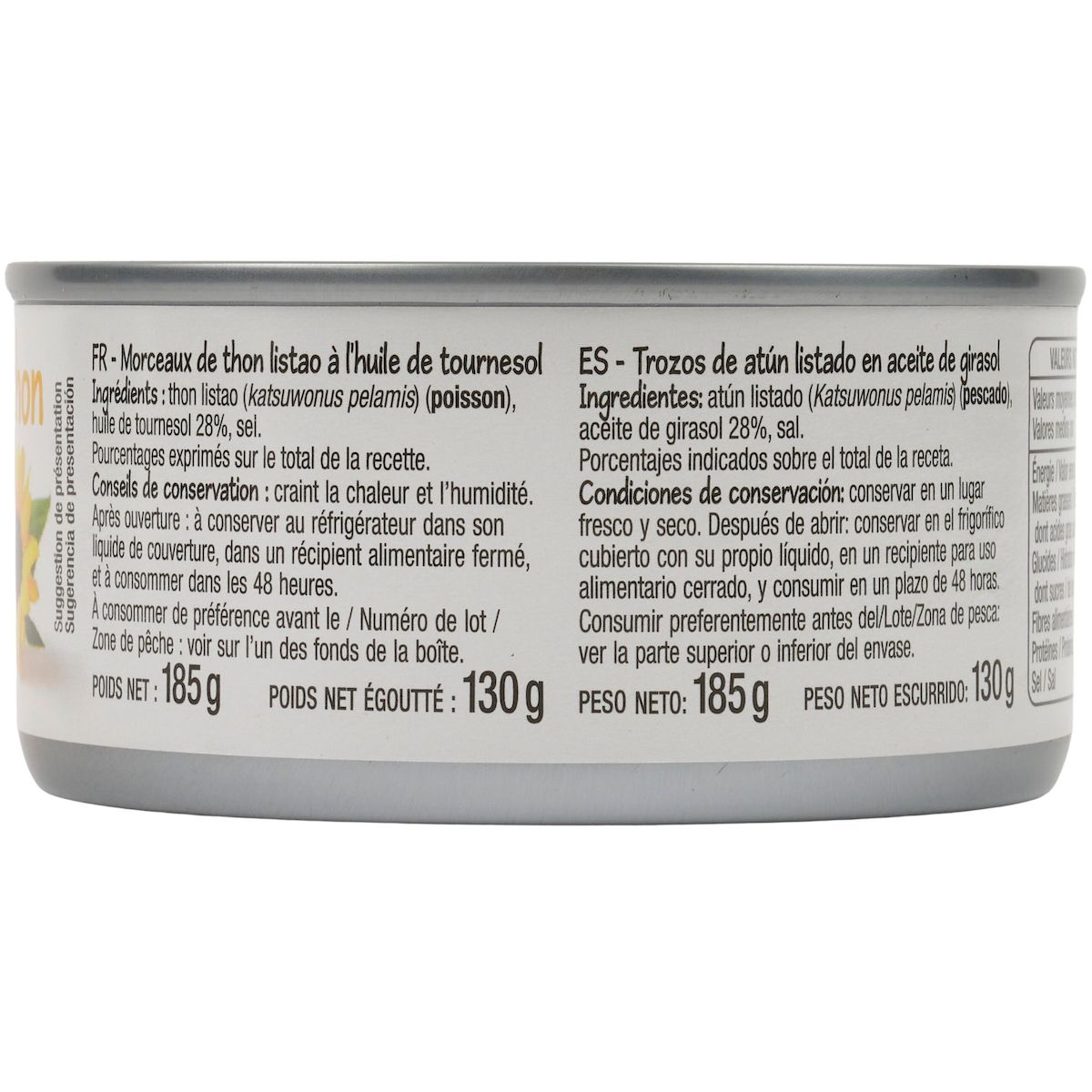POUCE Morceaux de thon à l'huile de tournesol 185g