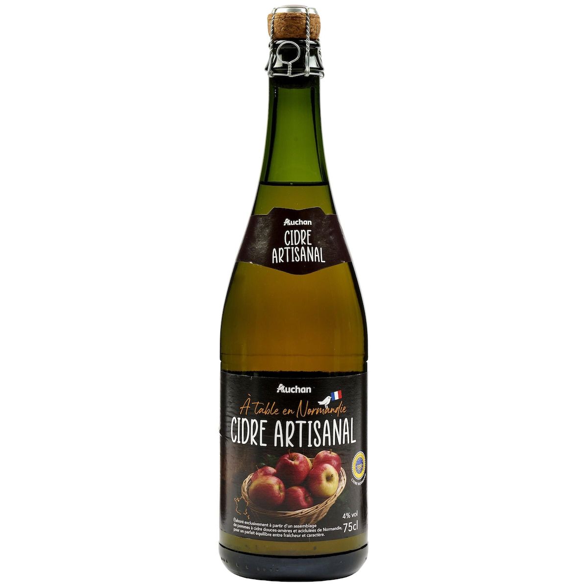 AUCHAN Cidre artisanal IGP A table en Normandie 4% 75cl