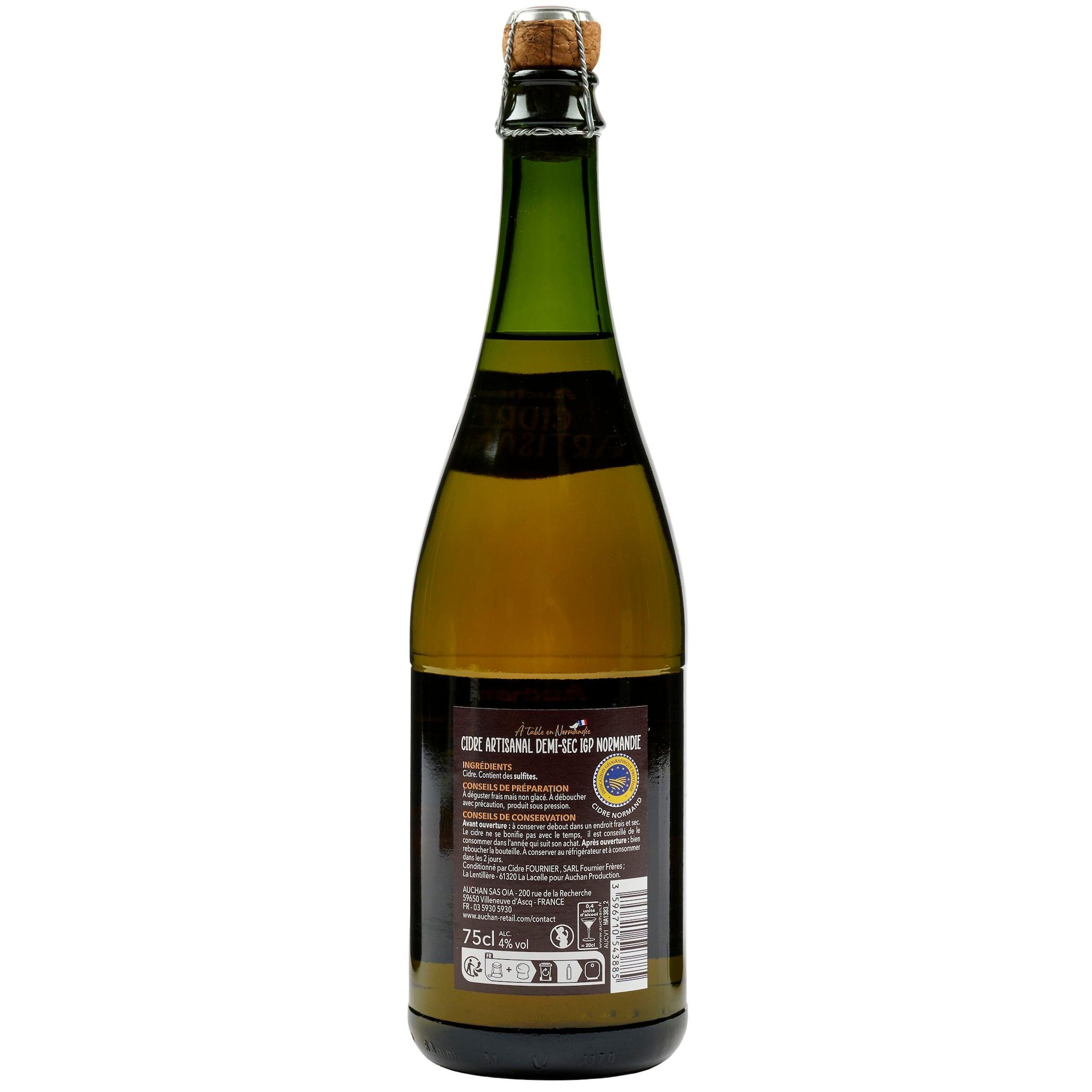 Voir la diapositive 2 : AUCHAN Cidre artisanal IGP A table en Normandie 4% 75cl