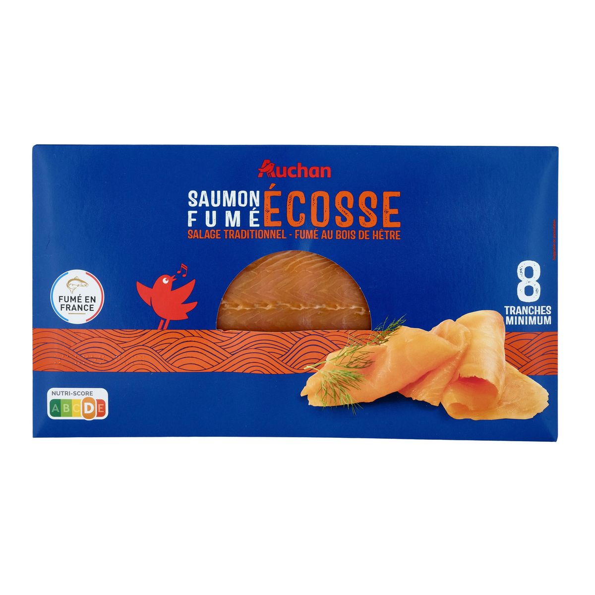 AUCHAN Saumon fumé d'Ecosse au bois de hêtre 8 tranches 260g