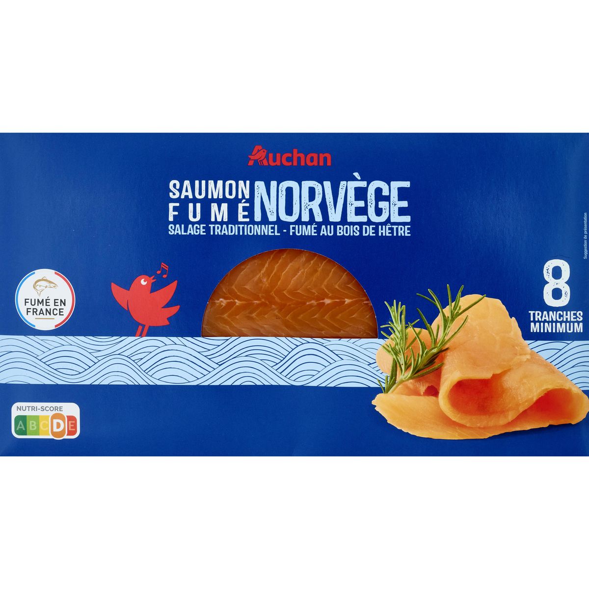 AUCHAN Saumon fumé de Norvège au bois de hêtre 8 tranches 260g