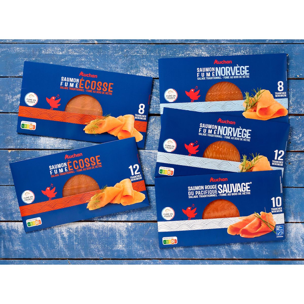 AUCHAN Saumon fumé de Norvège au bois de hêtre 8 tranches 260g