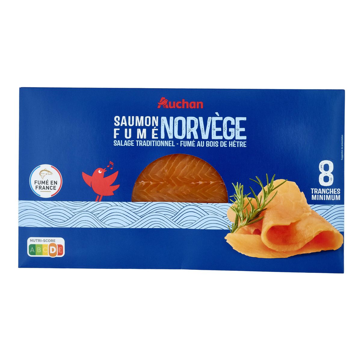 AUCHAN Saumon fumé de Norvège au bois de hêtre 8 tranches 260g