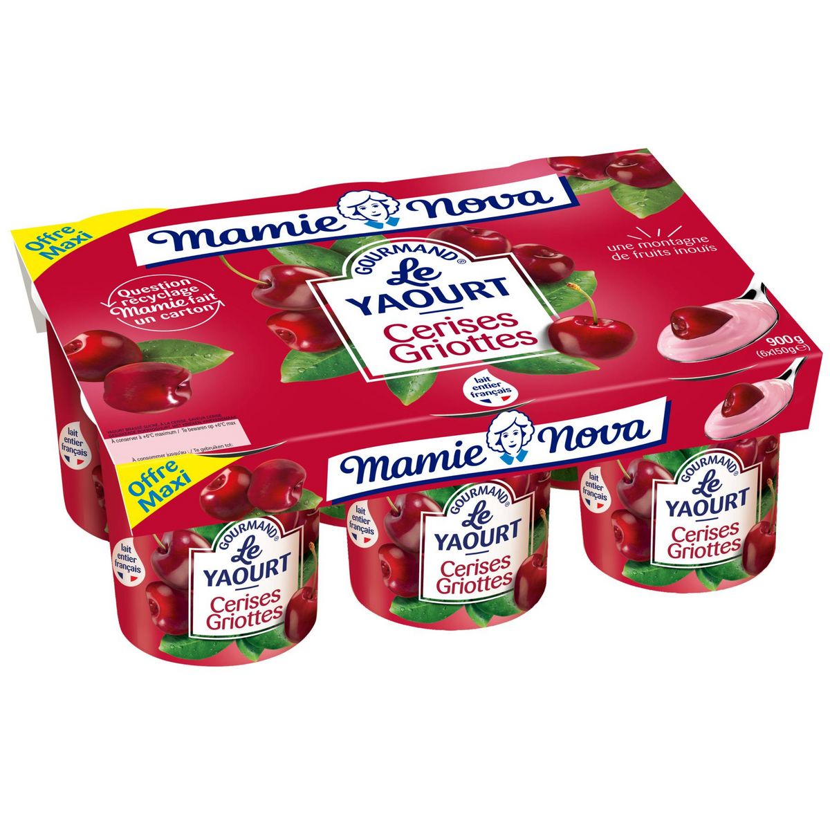 MAMIE NOVA Yaourt gourmand aux cerises griottes avec morceaux 6x150g