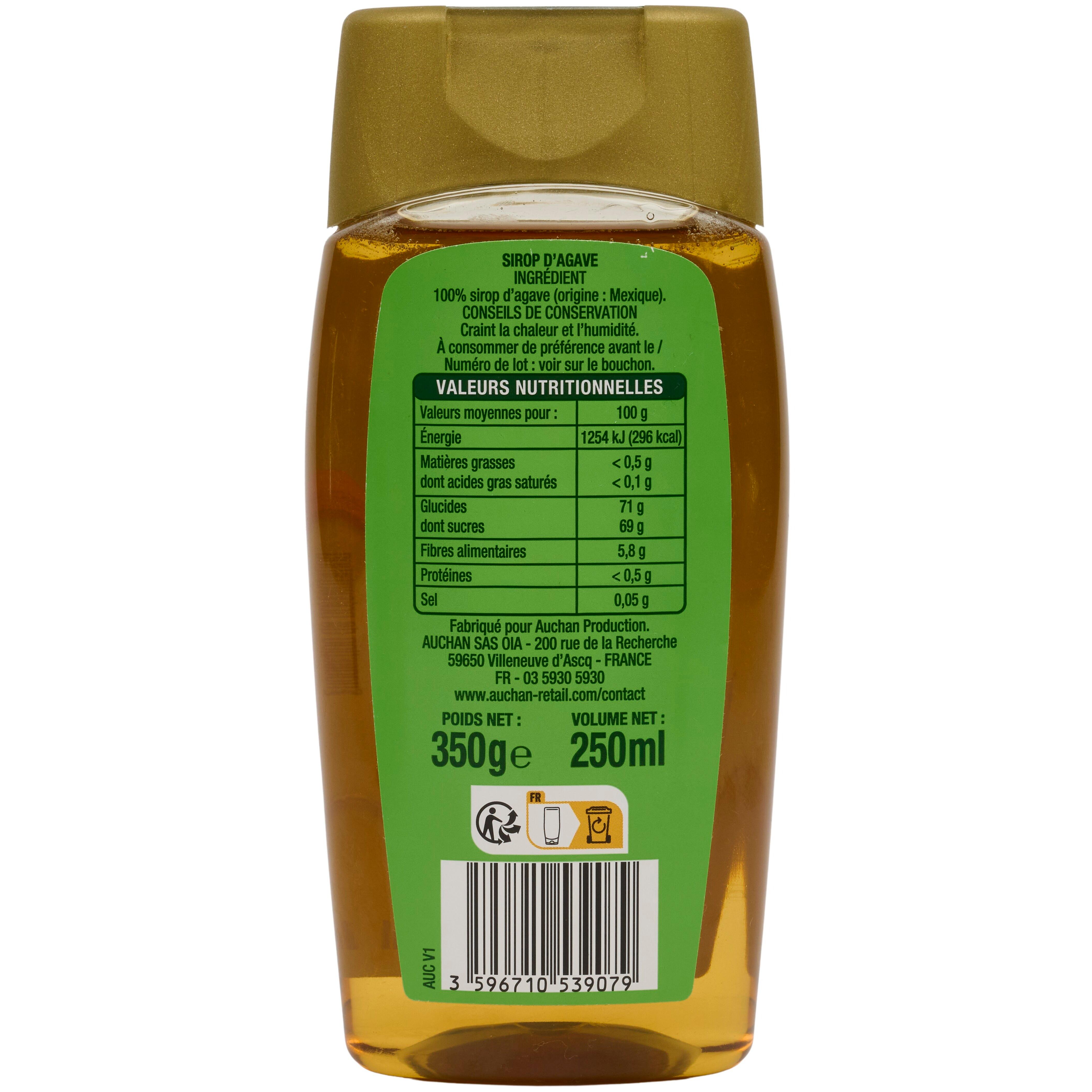 Voir la diapositive 2 : AUCHAN Sirop d'agave 25cl