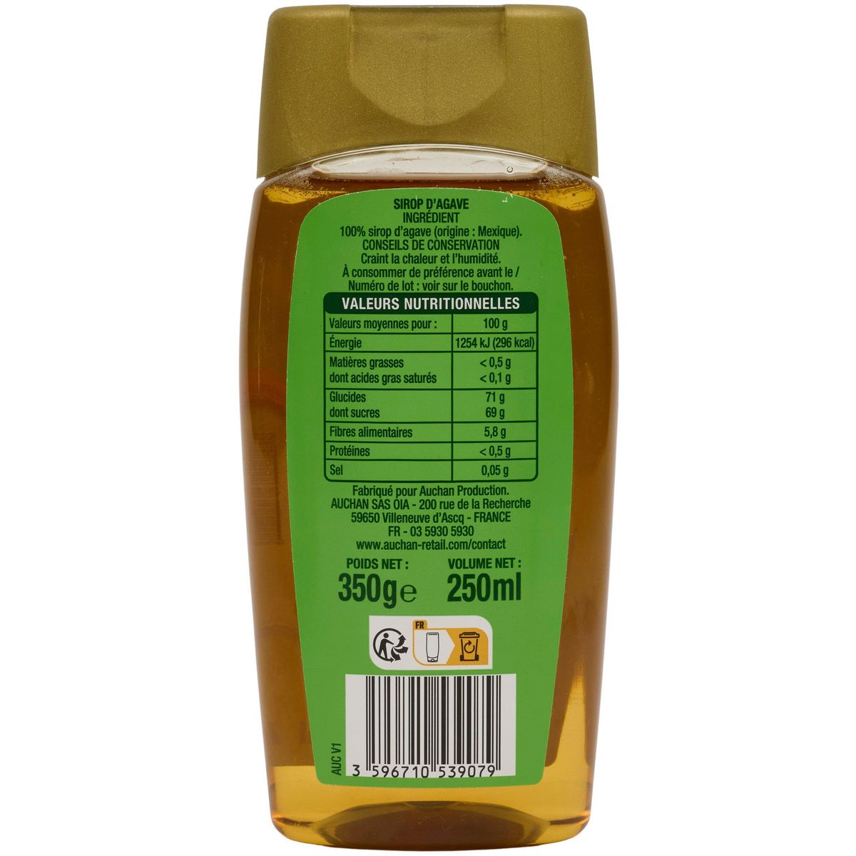 AUCHAN Sirop d'agave 25cl