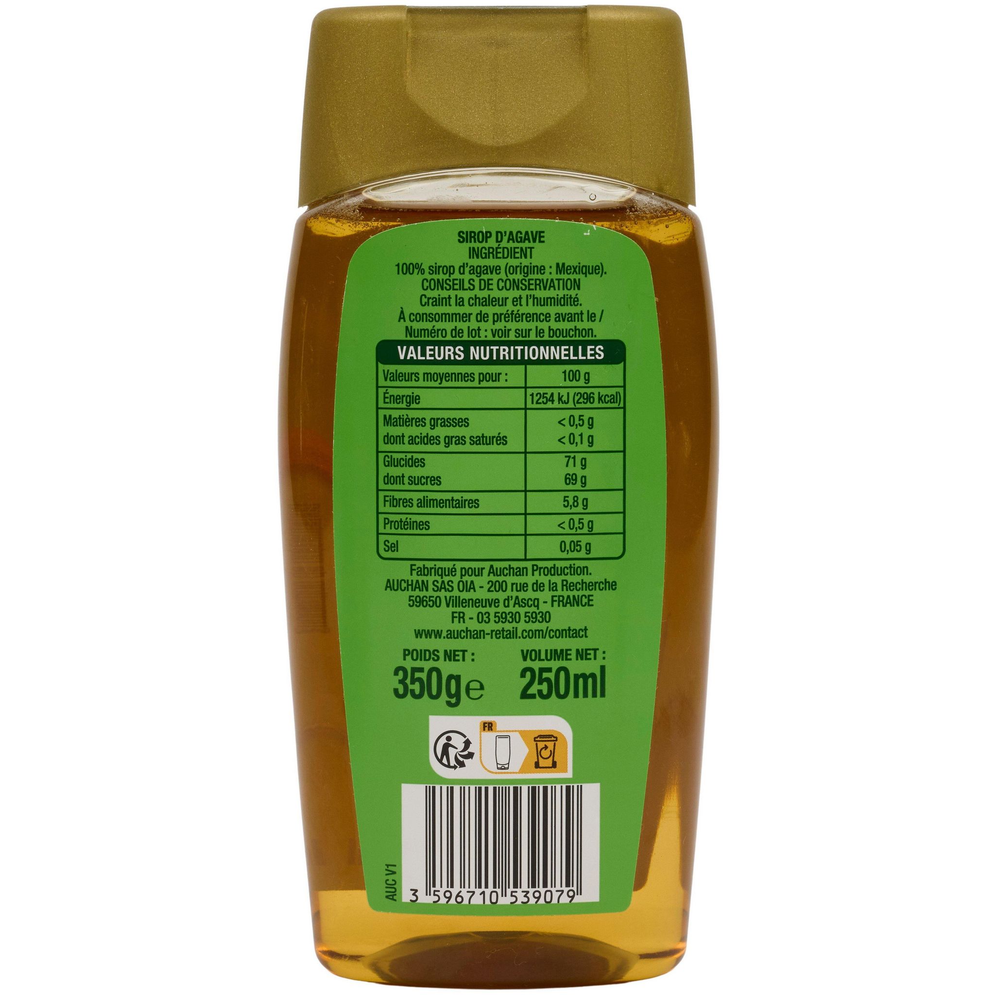 Voir la diapositive 3 : AUCHAN Sirop d'agave 25cl